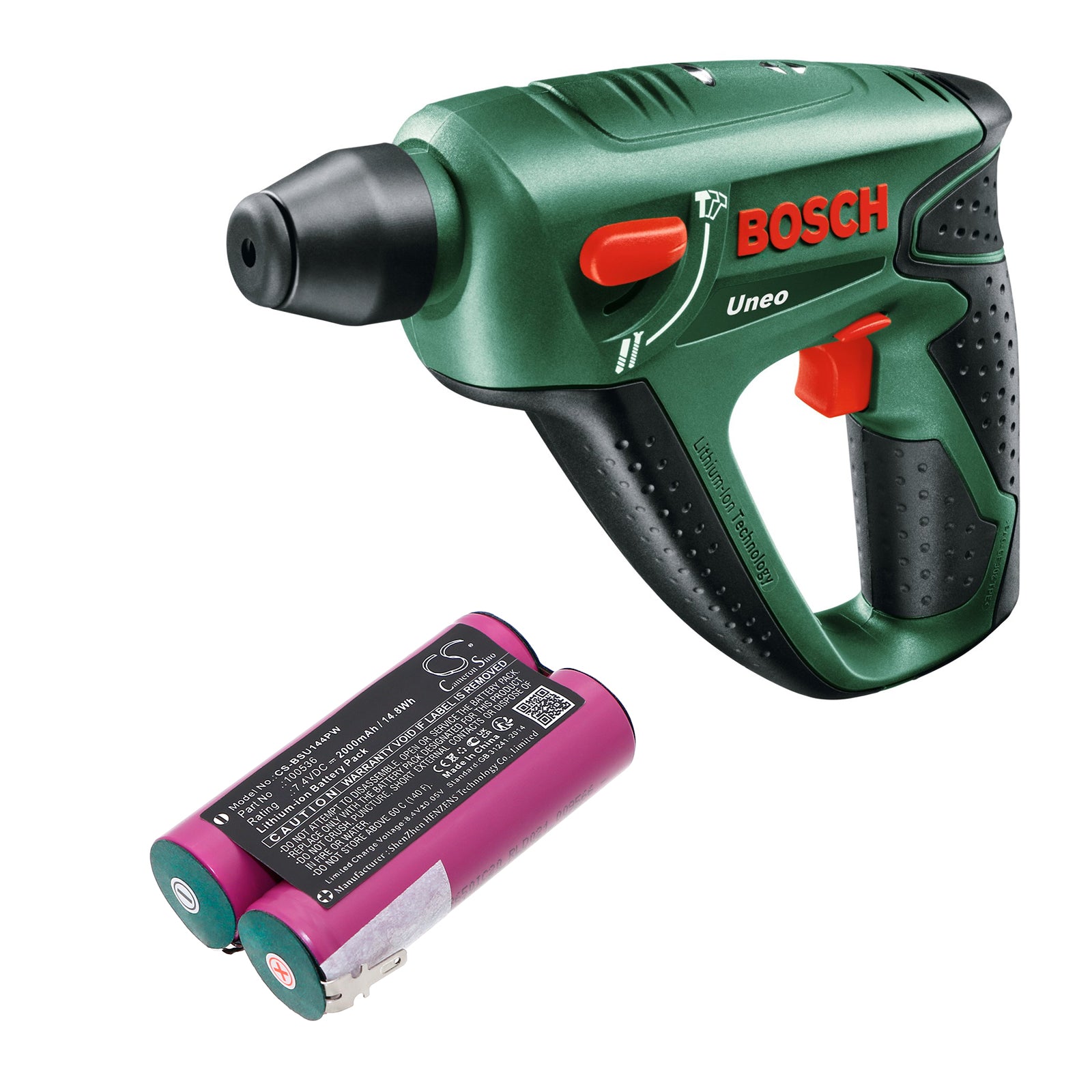 7.4V, Li-ion, 2000mAh, Battery fits Bosch UNEO, 14.8Wh Power Tools Cameron Sino Technology Limited