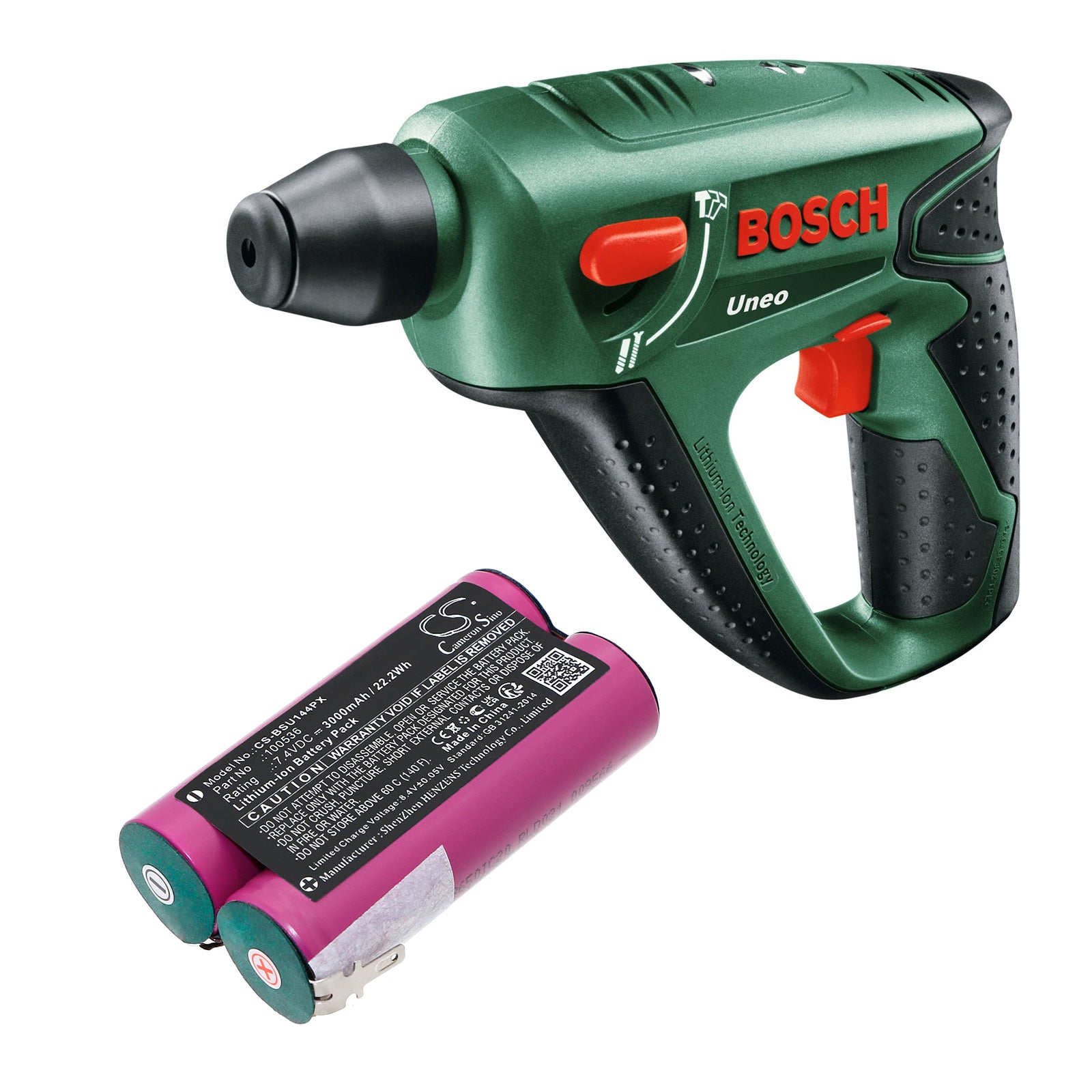 7.4V, Li-ion, 3000mAh, Battery fits Bosch UNEO, 22.2Wh Power Tools Cameron Sino Technology Limited