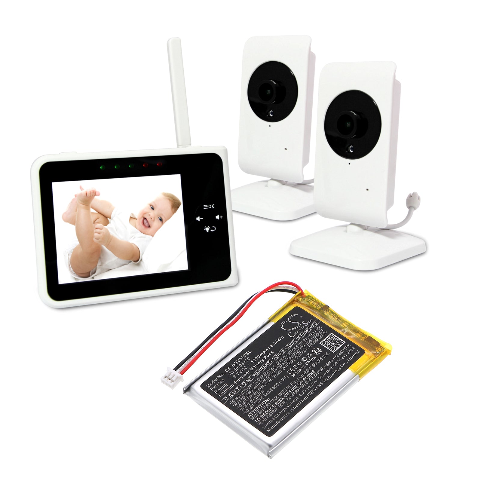 3.7V, Li-Polymer, 1200mAh, Battery fits Babysense V35 Video Baby Monitor, 4.44Wh BabyPhone Cameron Sino Technology Limited