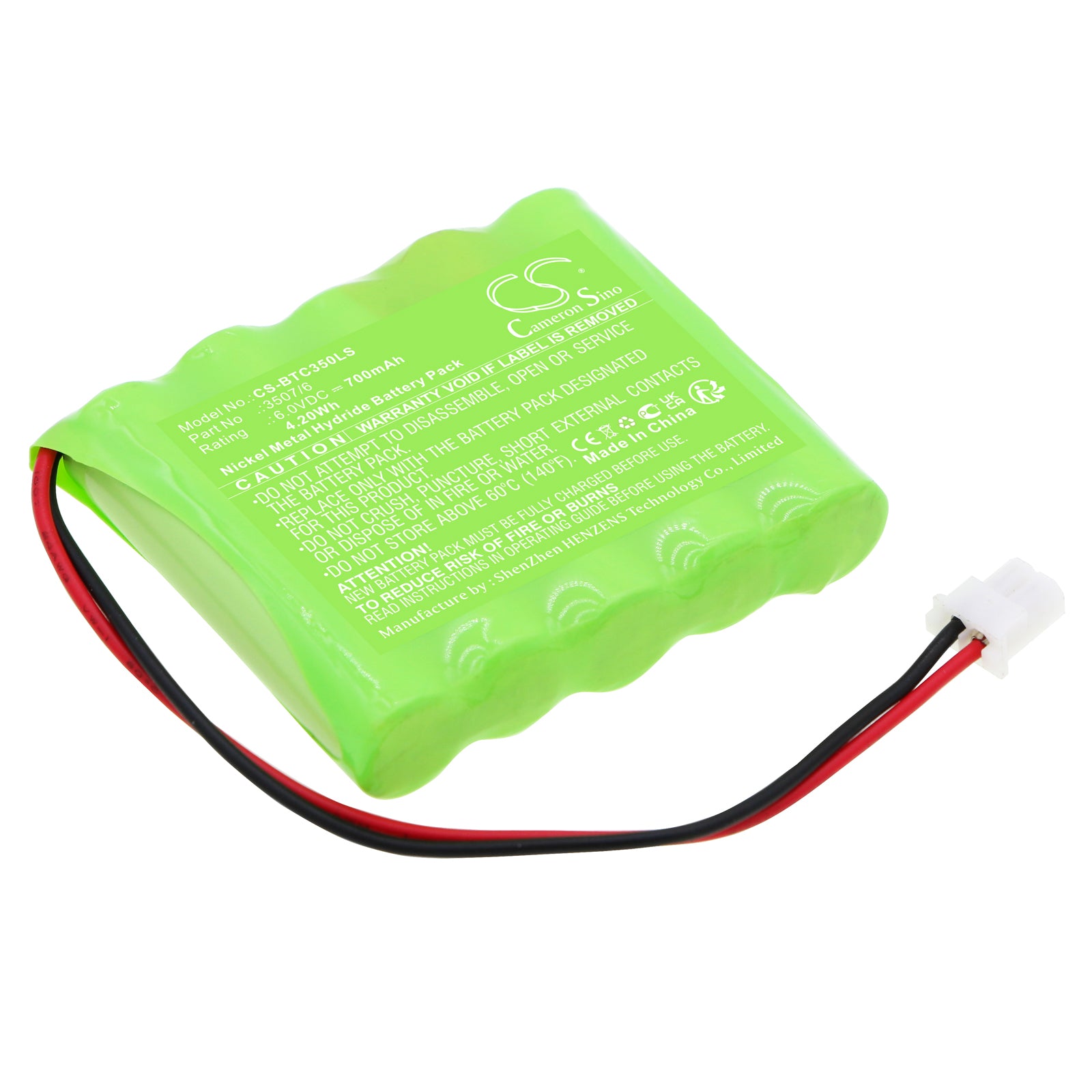 Ni-MH, Alarm System Battery fits Bticino 3486, 3507/6, 6.0V, 700mAh Alarm System Cameron Sino Technology Limited