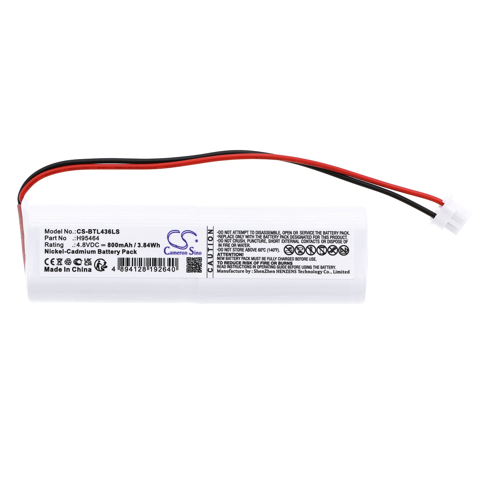 Ni-CD, Emergency Lighting Battery fits Bticino L4368/1, L4368/1l, 4.8V, 800mAh Emergency Lighting Cameron Sino Technology Limited