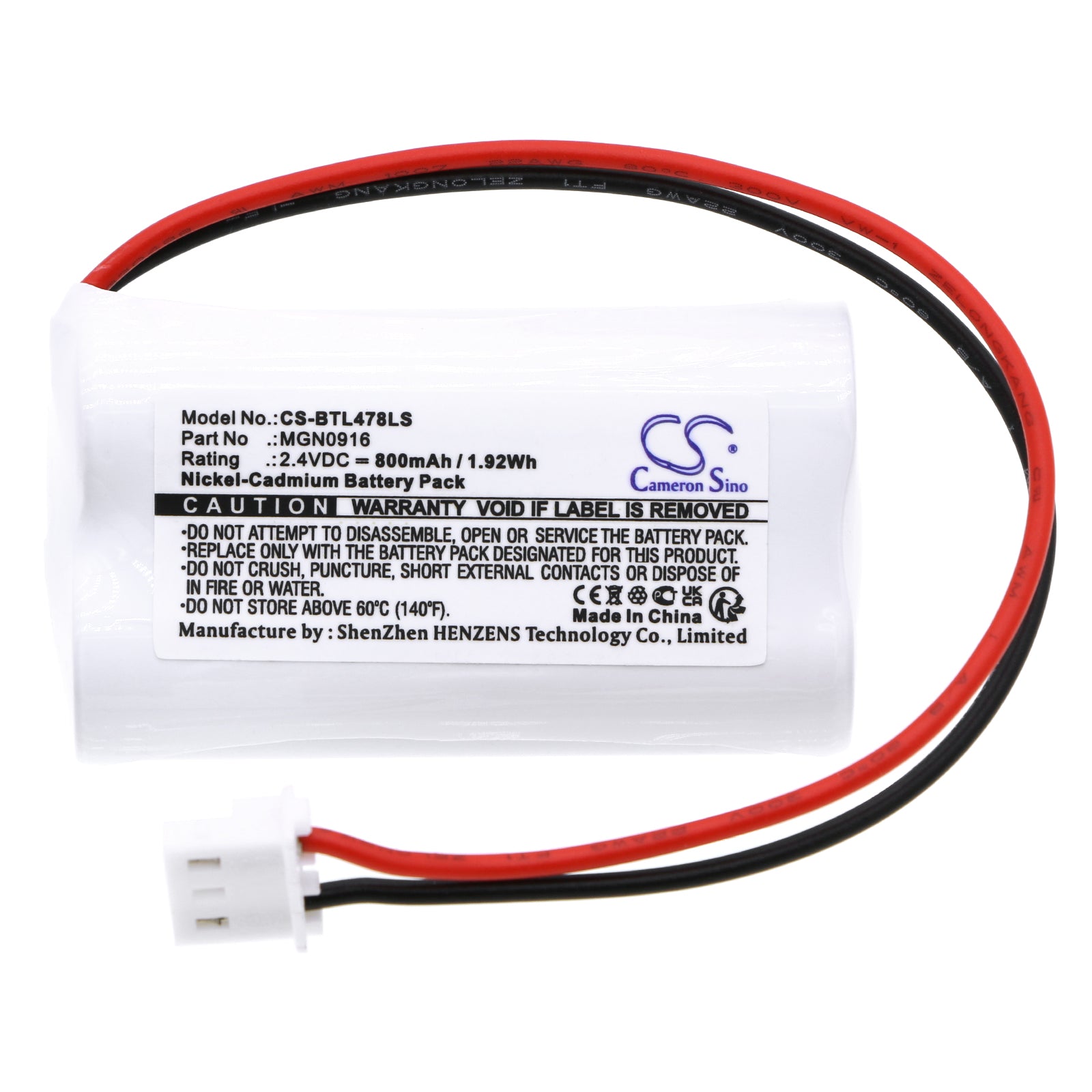 Ni-CD, Emergency Lighting Battery fits Bticino 789798, 806312, 2.4V, 800mAh Emergency Lighting Cameron Sino Technology Limited