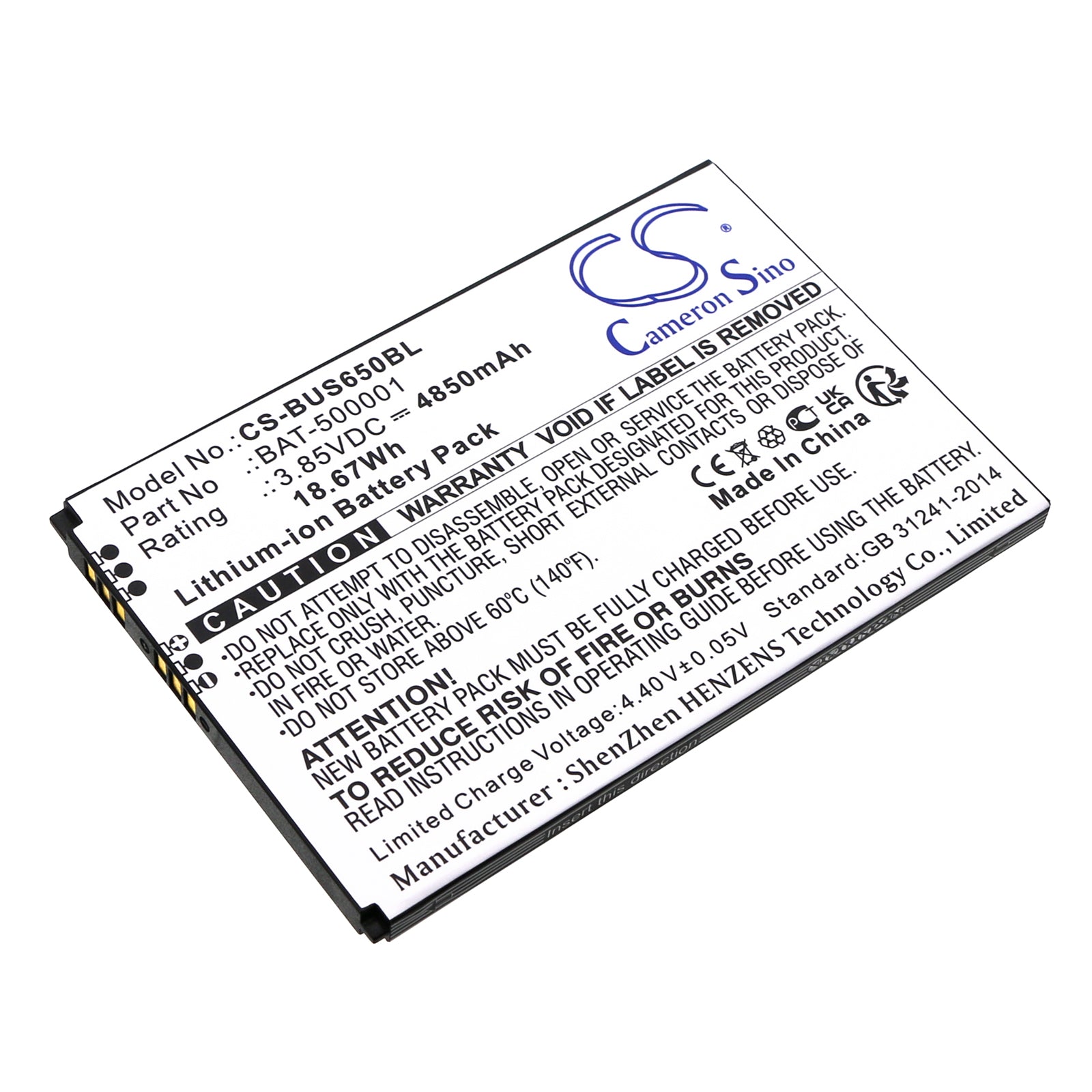 Li-ion, Barcode Scanner Battery fits Bluebird Pidion Sf6510, 3.85V, 4850mAh Barcode Scanner Cameron Sino Technology Limited