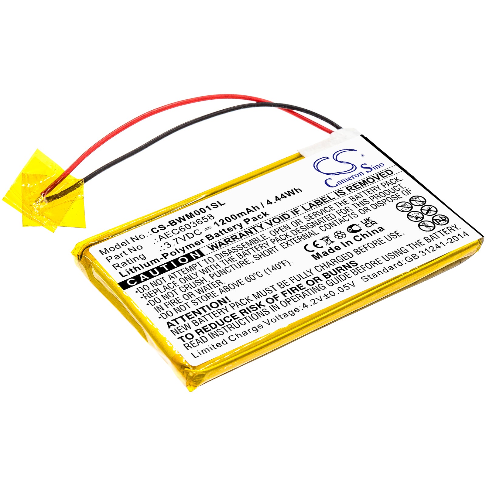 Li-Polymer, Equipment, Survey, Test Battery fits Bw Gasalert Micro Clip Xl, Gasalert Microclip Gas Detecto, 3.7V, 1200mAh Equipment, Survey, Test Cameron Sino Technology Limited