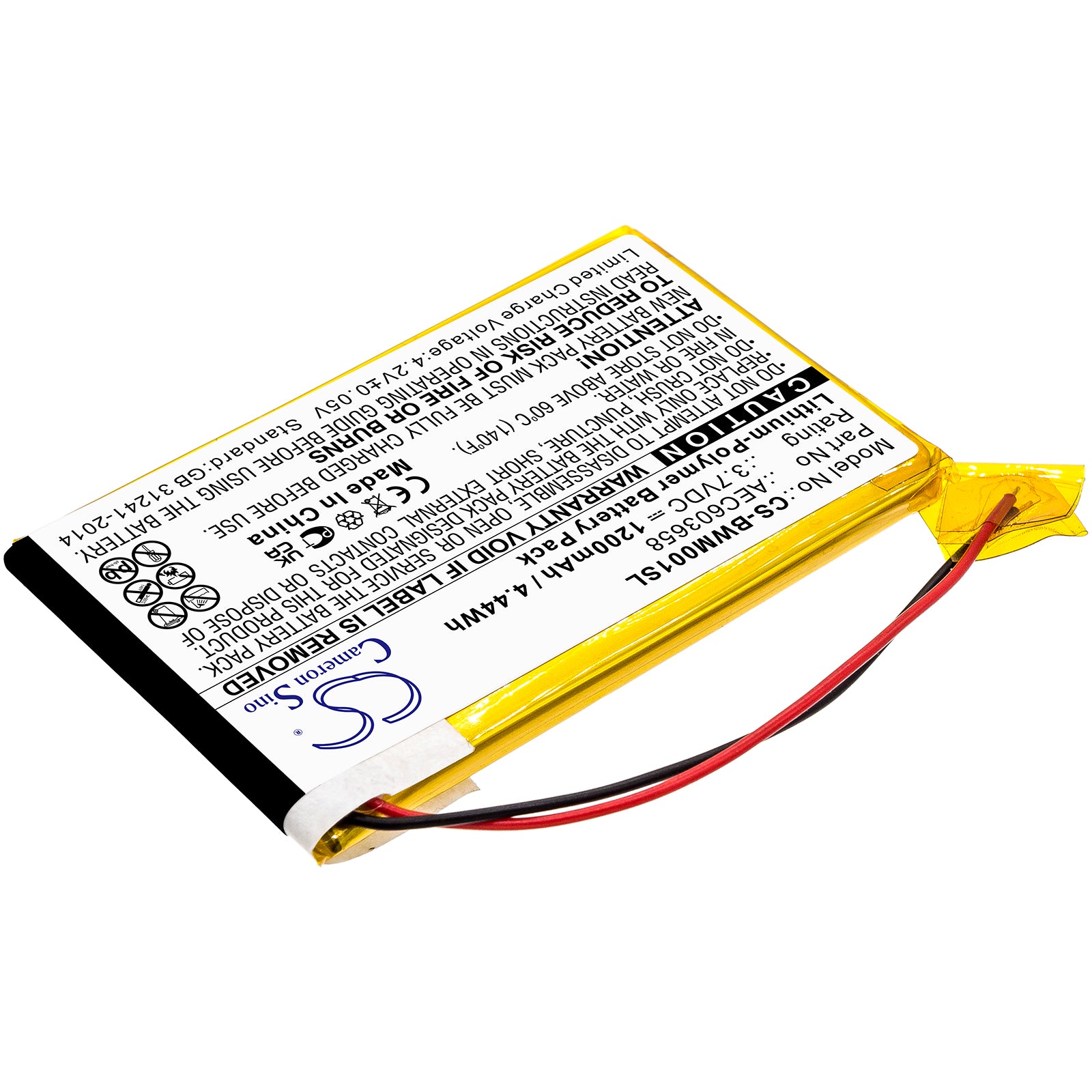 Li-Polymer, Equipment, Survey, Test Battery fits Bw Gasalert Micro Clip Xl, Gasalert Microclip Gas Detecto, 3.7V, 1200mAh Equipment, Survey, Test Cameron Sino Technology Limited
