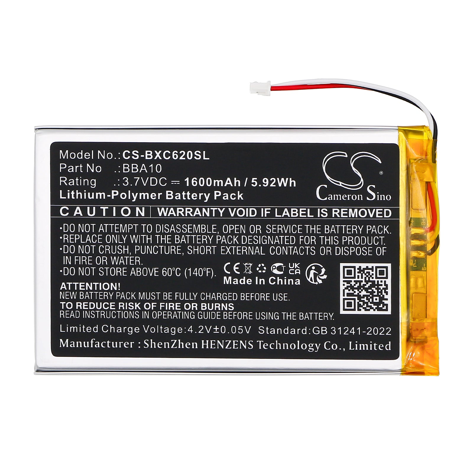 3.7V, Li-Polymer, 1600mAh, Battery fits Onyx BOOX 60, BOOX i62M Victoria, 5.92Wh E-book, E-reader Cameron Sino Technology Limited