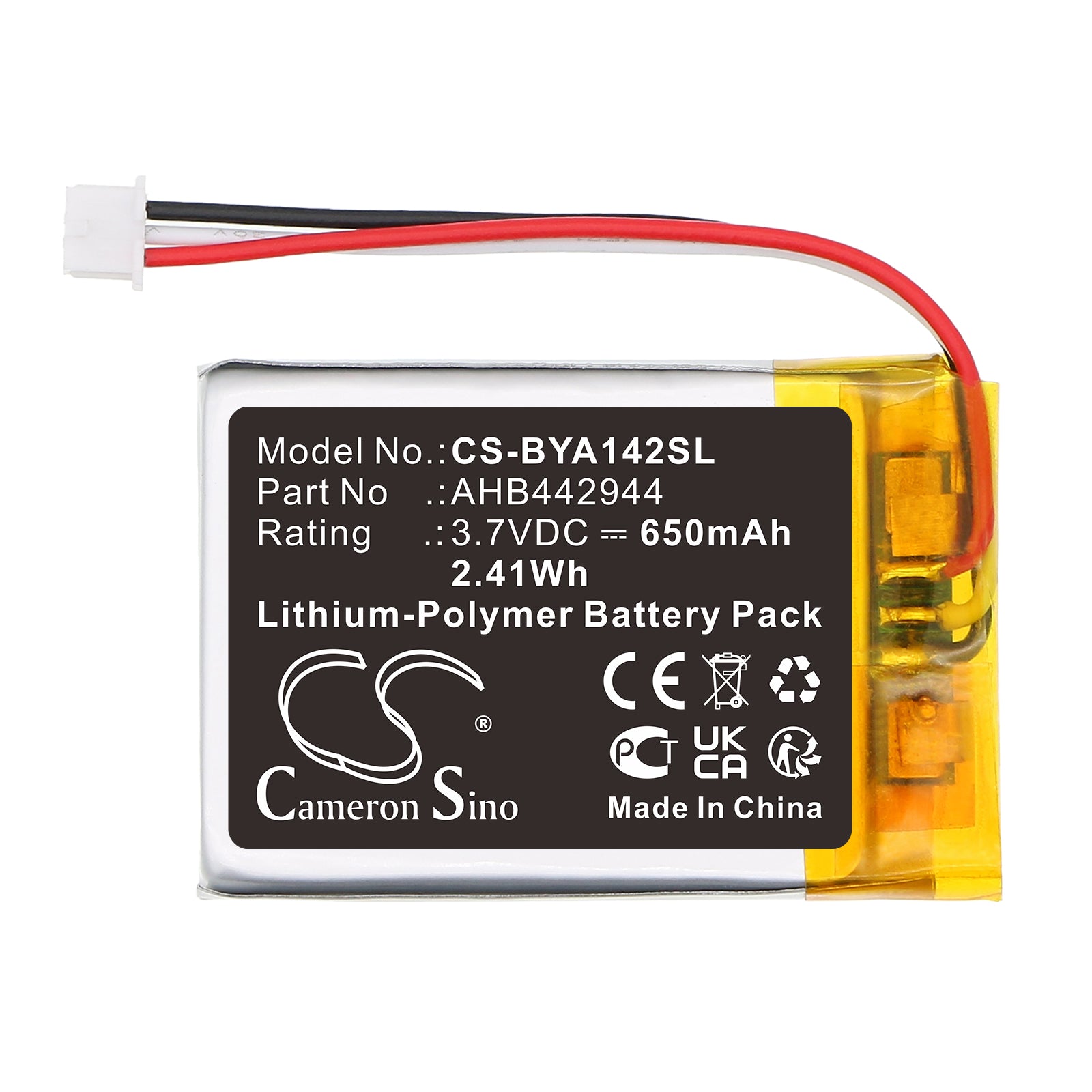 3.7V, Li-Polymer, 650mAh, Battery fits Babymoov A014204, A014303, 2.41Wh BabyPhone Cameron Sino Technology Limited