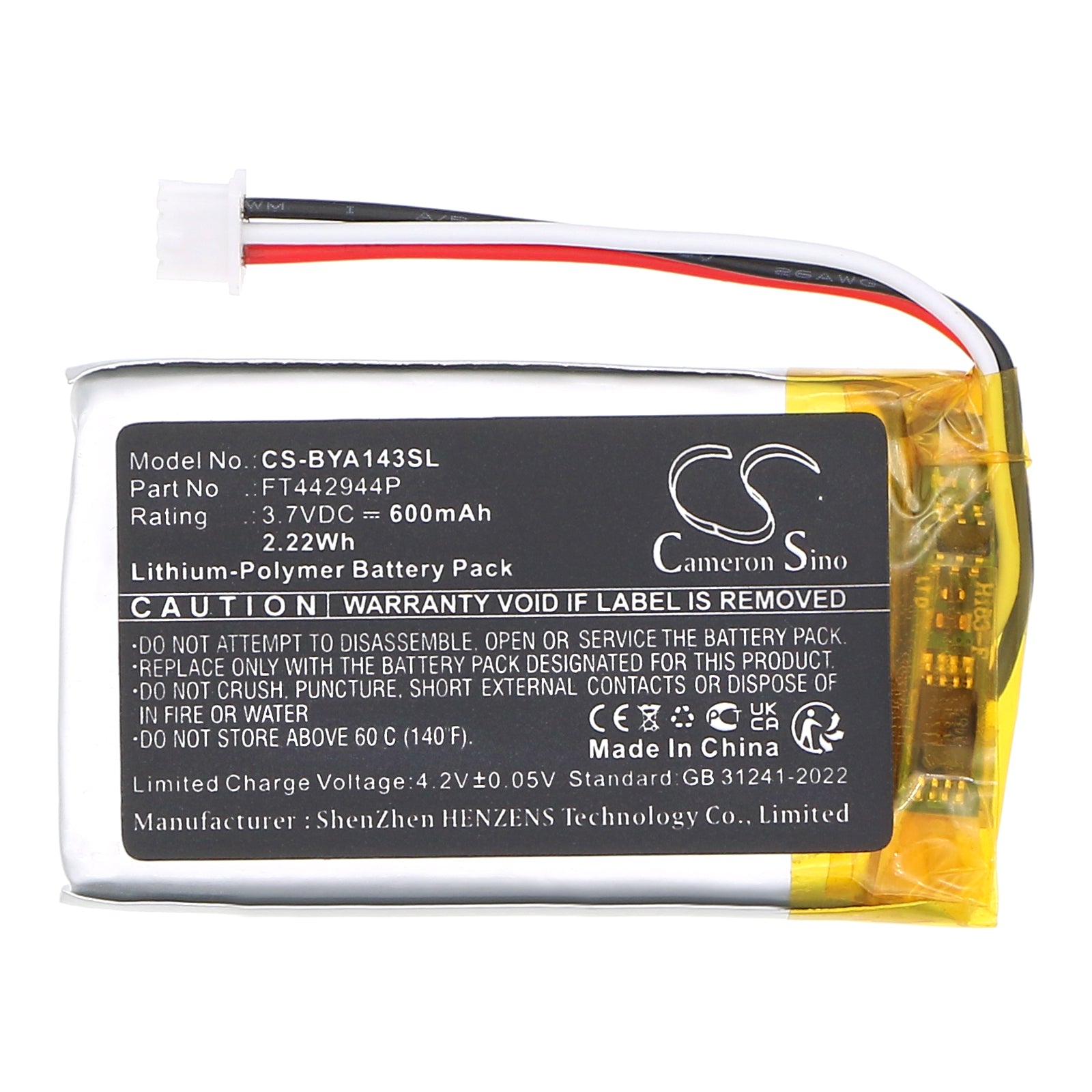 3.7V, Li-Polymer, 600mAh, Battery fits Babymoov A014301, A014303, 2.22Wh BabyPhone Cameron Sino Technology Limited