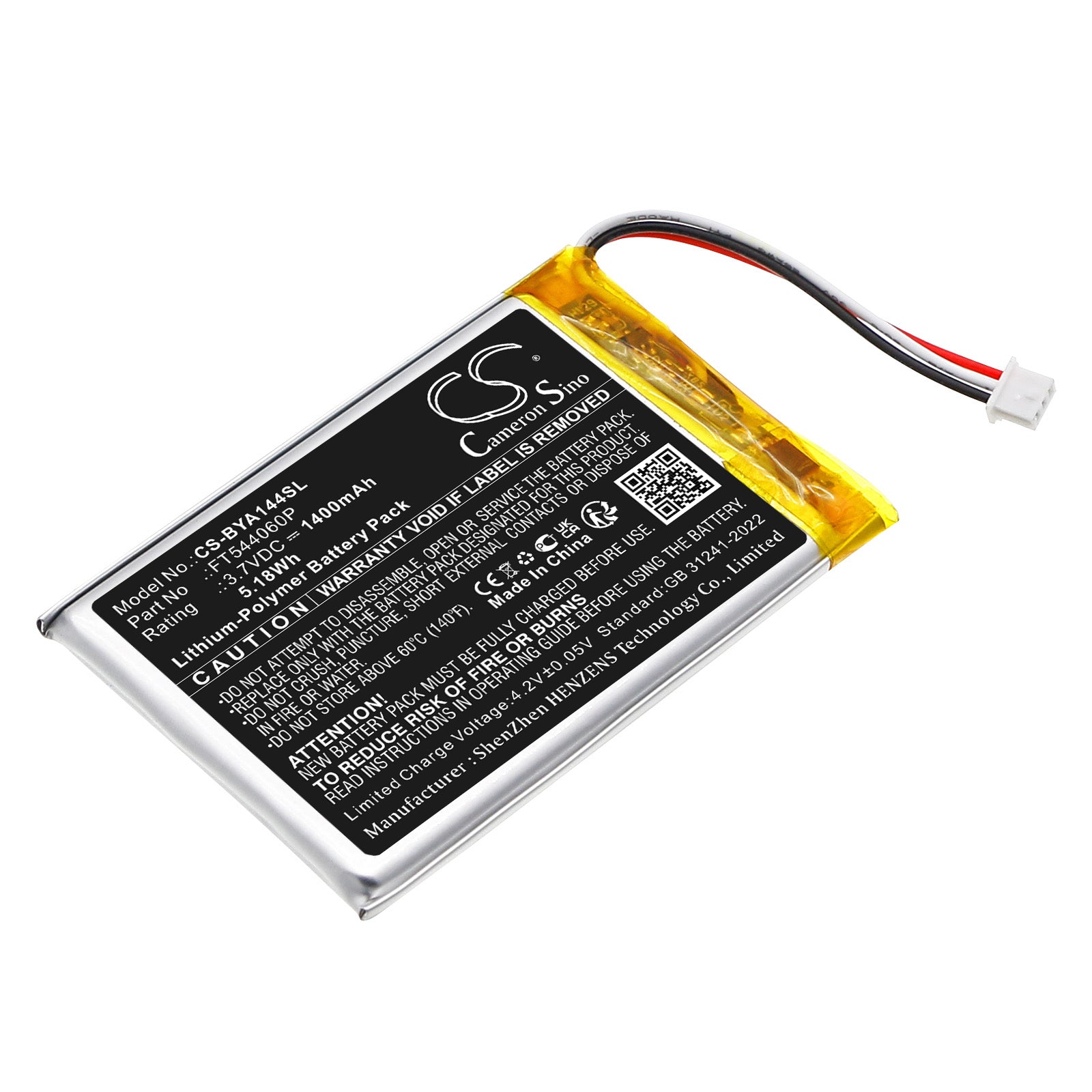 3.7V, Li-Polymer, 1400mAh, Battery fits Babymoov A014416, A014417, 5.18Wh BabyPhone Cameron Sino Technology Limited