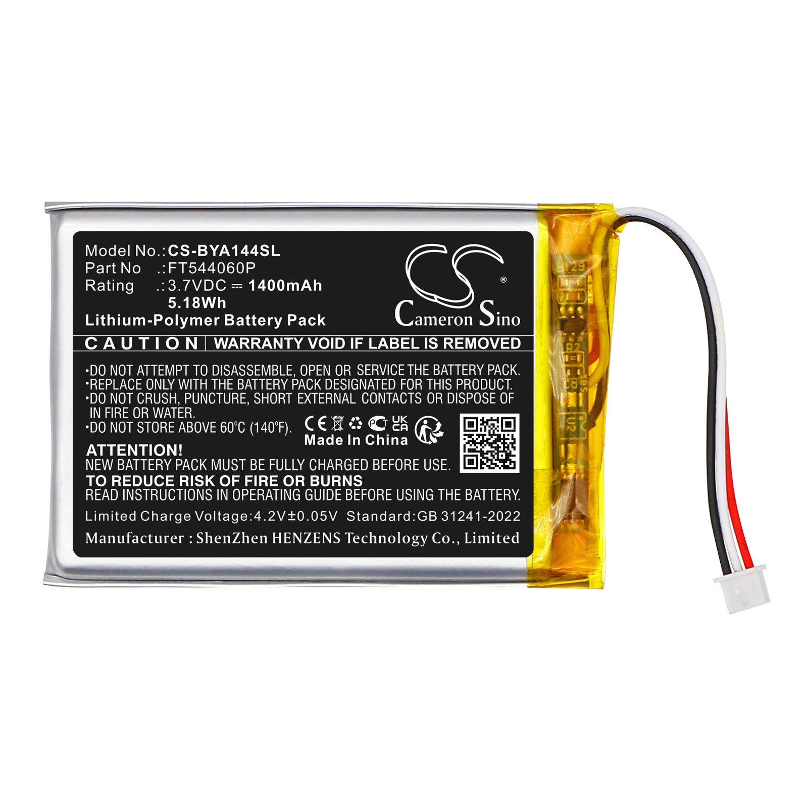 3.7V, Li-Polymer, 1400mAh, Battery fits Babymoov A014416, A014417, 5.18Wh BabyPhone Cameron Sino Technology Limited