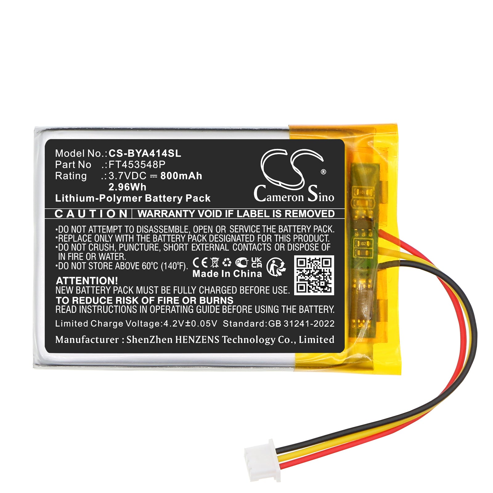 3.7V, Li-Polymer, 800mAh, Battery fits Babymoov A014414, A014415, 2.96Wh BabyPhone Cameron Sino Technology Limited