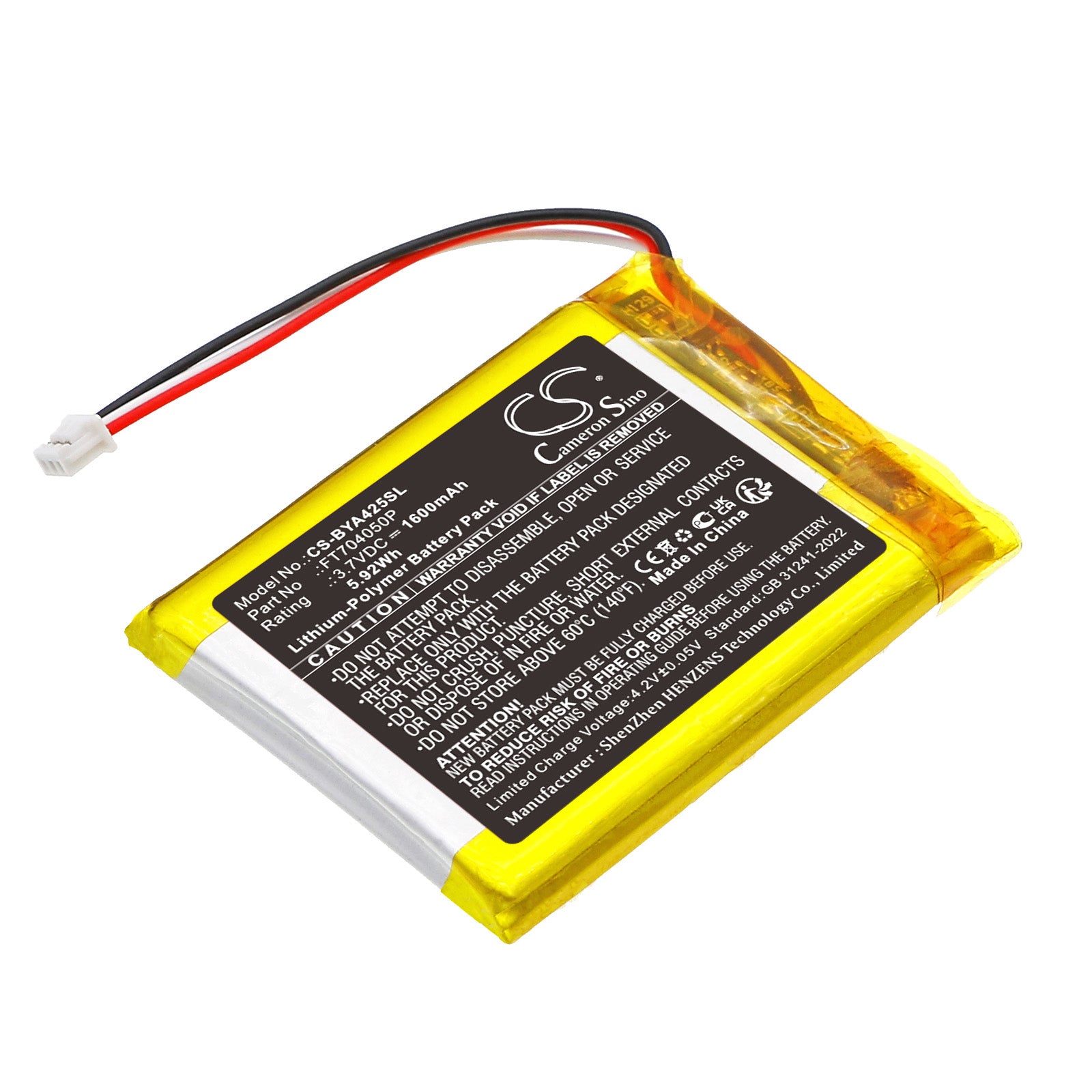 3.7V, Li-Polymer, 1600mAh, Battery fits Babymoov A014425, Babyphone Yoo Twist, 5.92Wh BabyPhone Cameron Sino Technology Limited
