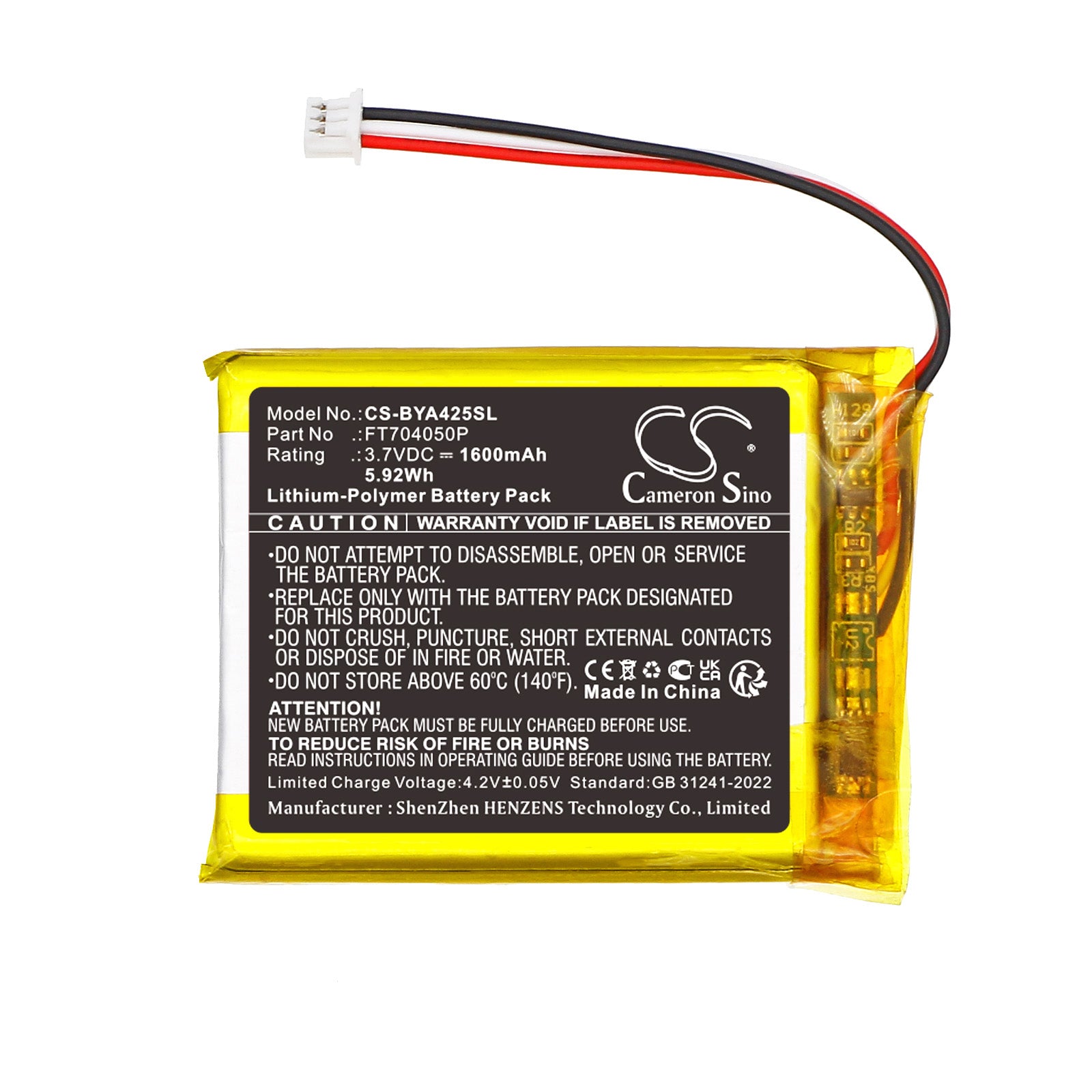 3.7V, Li-Polymer, 1600mAh, Battery fits Babymoov A014425, Babyphone Yoo Twist, 5.92Wh BabyPhone Cameron Sino Technology Limited