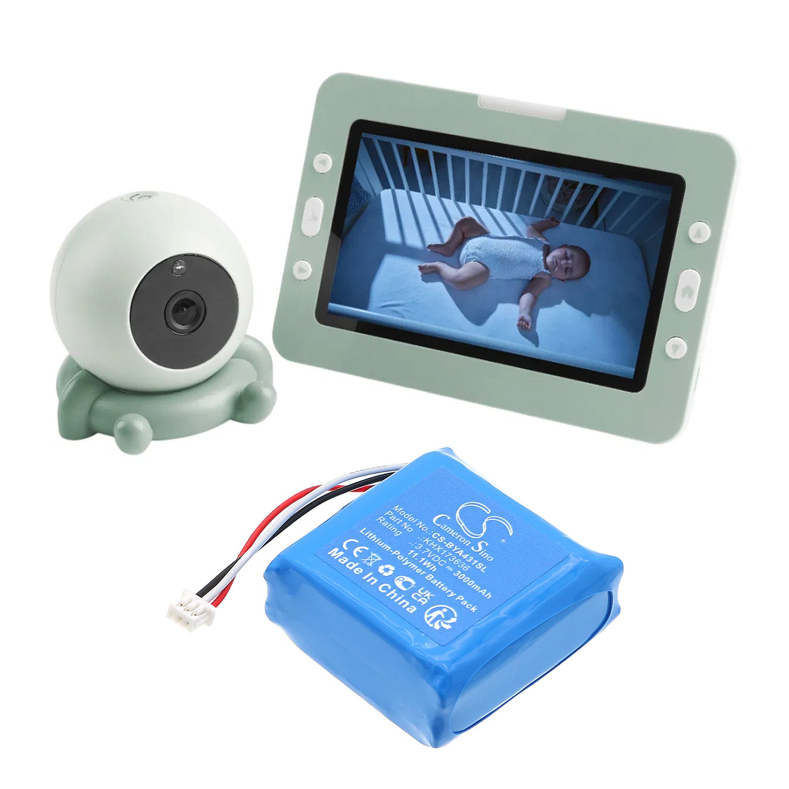 3.7V, Li-Polymer, 3000mAh, Battery fits Babymoov A014429, A014431, 11.1Wh BabyPhone Cameron Sino Technology Limited