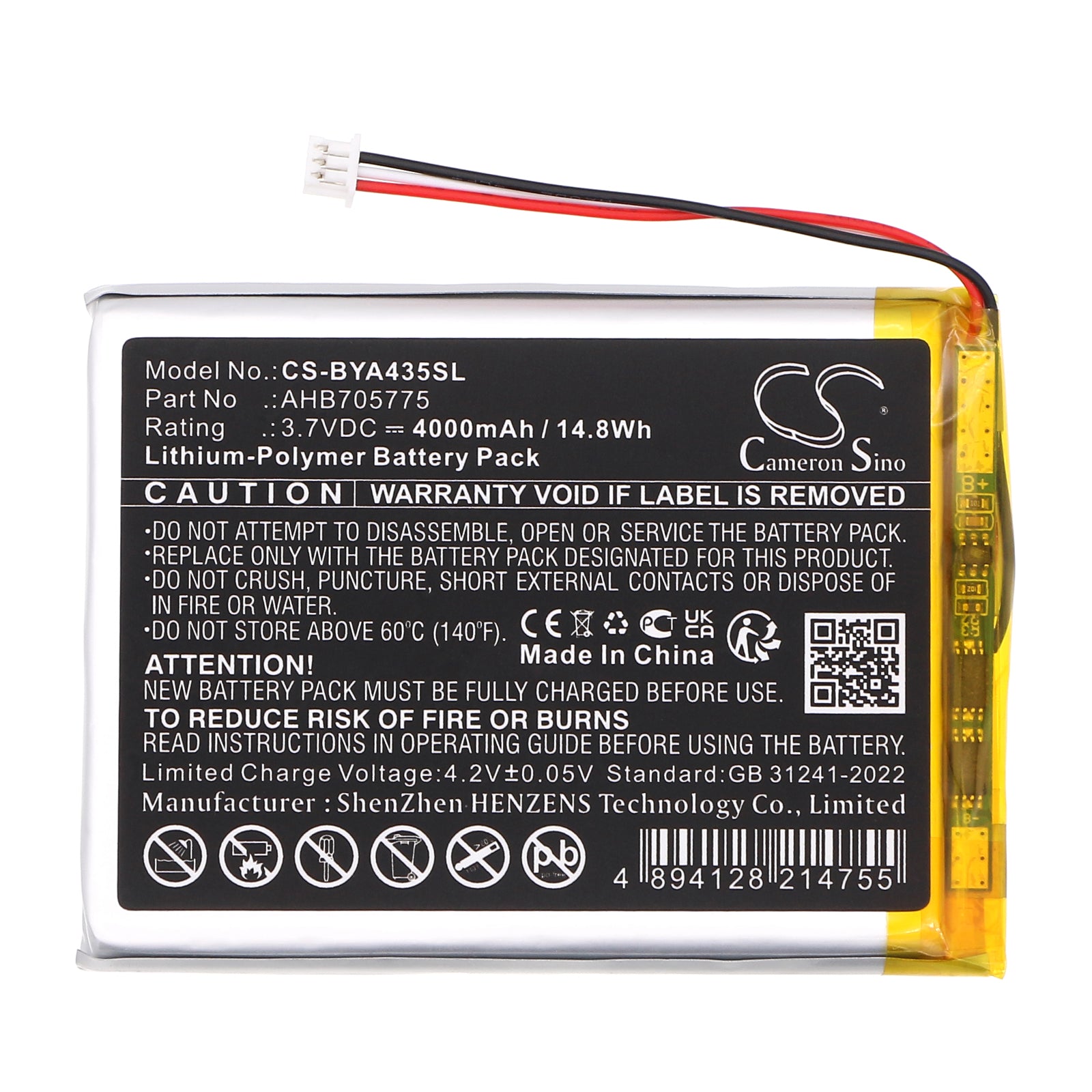3.7V, Li-Polymer, 4000mAh, Battery fits Babymoov A014426, A014433, 14.8Wh BabyPhone Cameron Sino Technology Limited