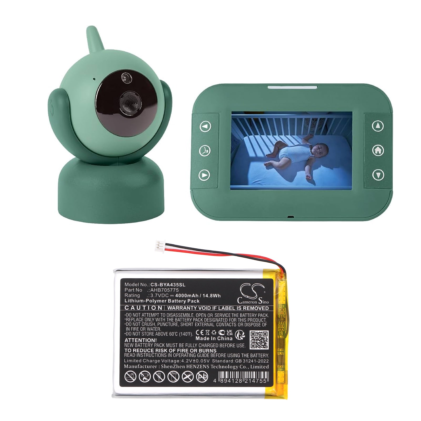 3.7V, Li-Polymer, 4000mAh, Battery fits Babymoov A014426, A014433, 14.8Wh BabyPhone Cameron Sino Technology Limited