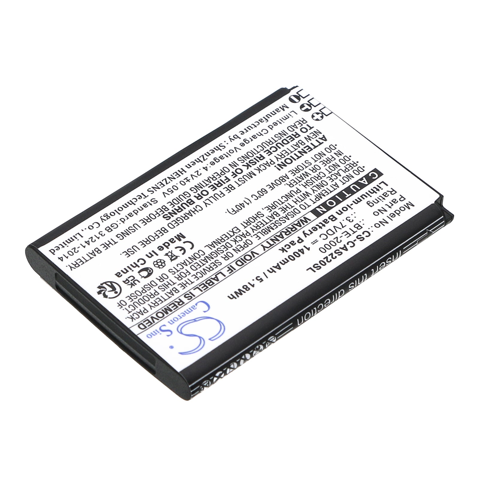 Li-ion, Mobile, SmartPhone Battery fits Caterpillar Cat S22, Cat S22 Flip, 3.7V, 1400mAh Mobile, SmartPhone Cameron Sino Technology Limited
