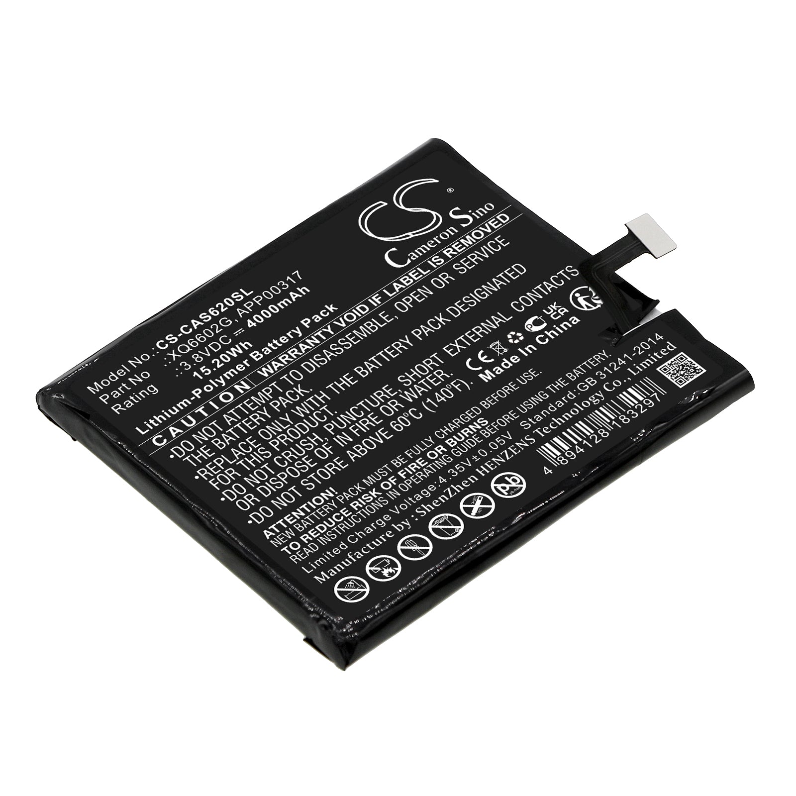 Li-Polymer, Mobile, SmartPhone Battery fits Cat S62, Caterpillar S62, 3.8V, 4000mAh Mobile, SmartPhone Cameron Sino Technology Limited