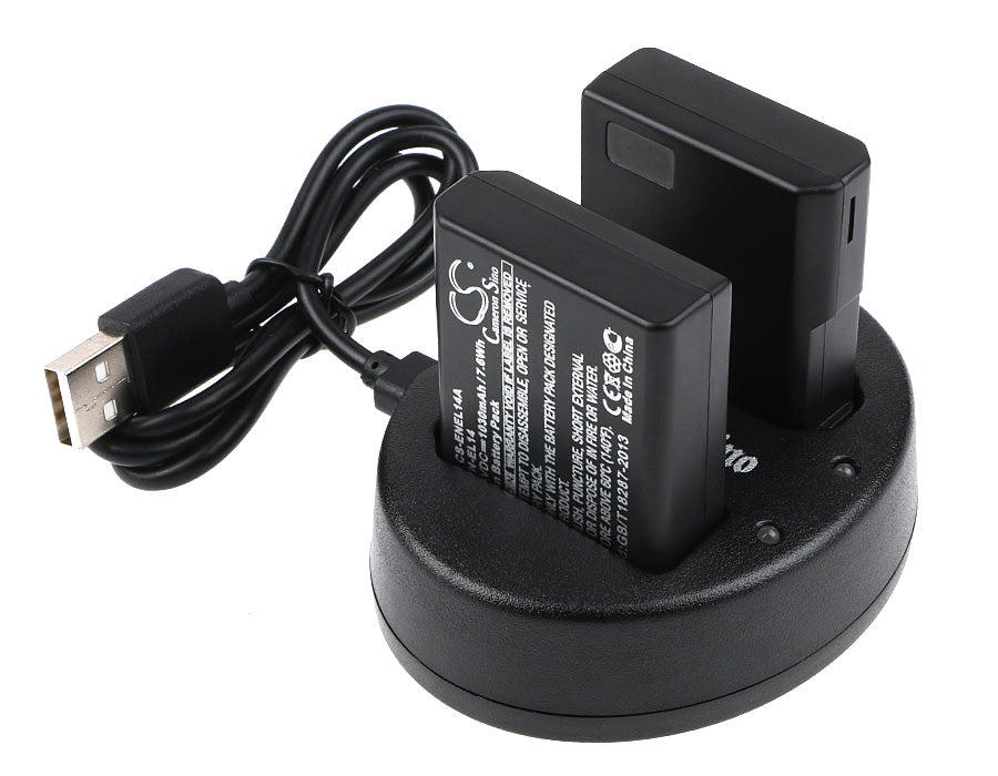 Nikon Coolpix Compatible Battery and USB Charging Set - Includes 2 CS-ENEL14A, 1 DF-ENEL14UH, and USB Cable Cosmetic Mirror Cameron Sino Technology Limited