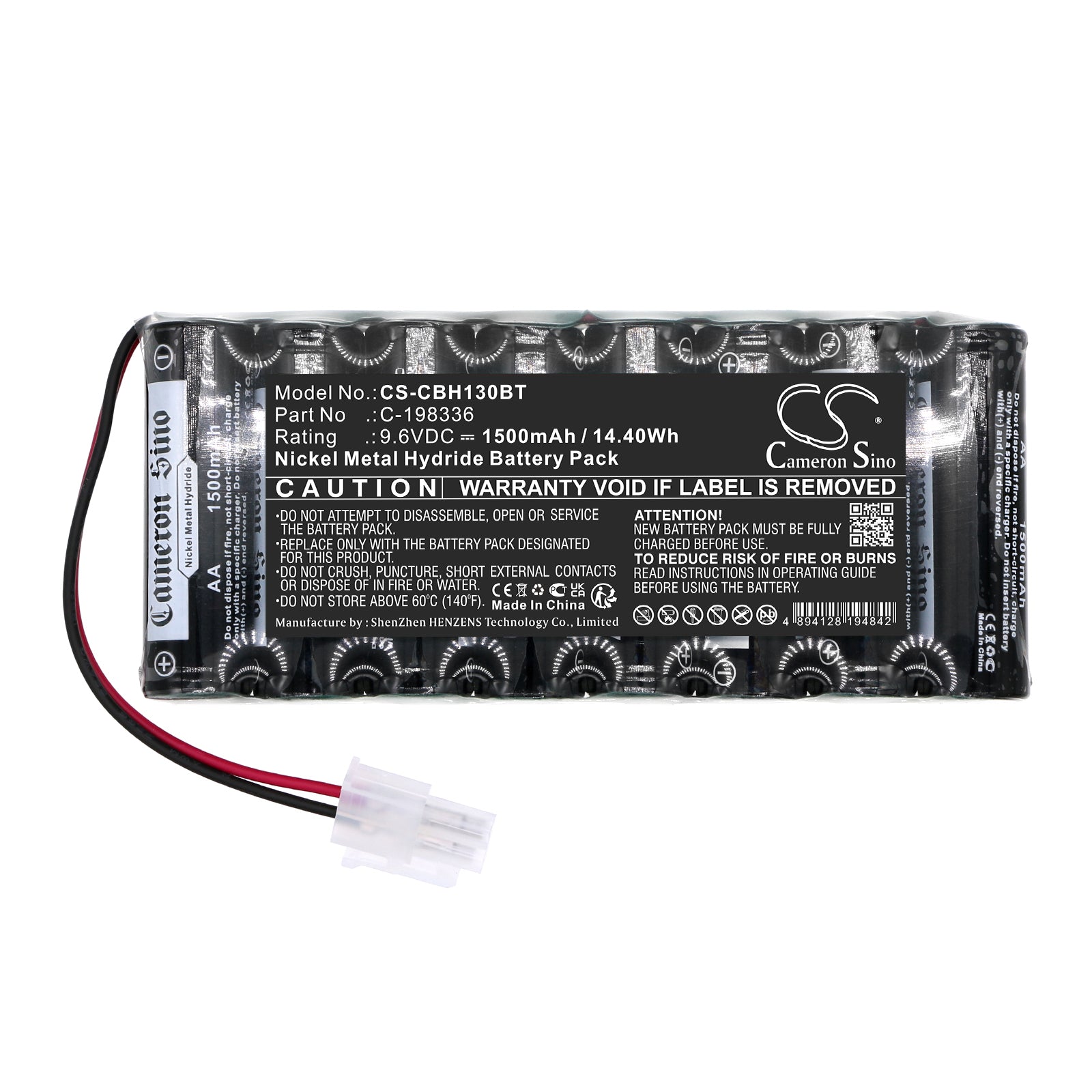 Ni-MH, Alarm System Battery fits Cobham Alarm, Hto-aa1.3", 9.6V, 1500mAh Alarm System Cameron Sino Technology Limited
