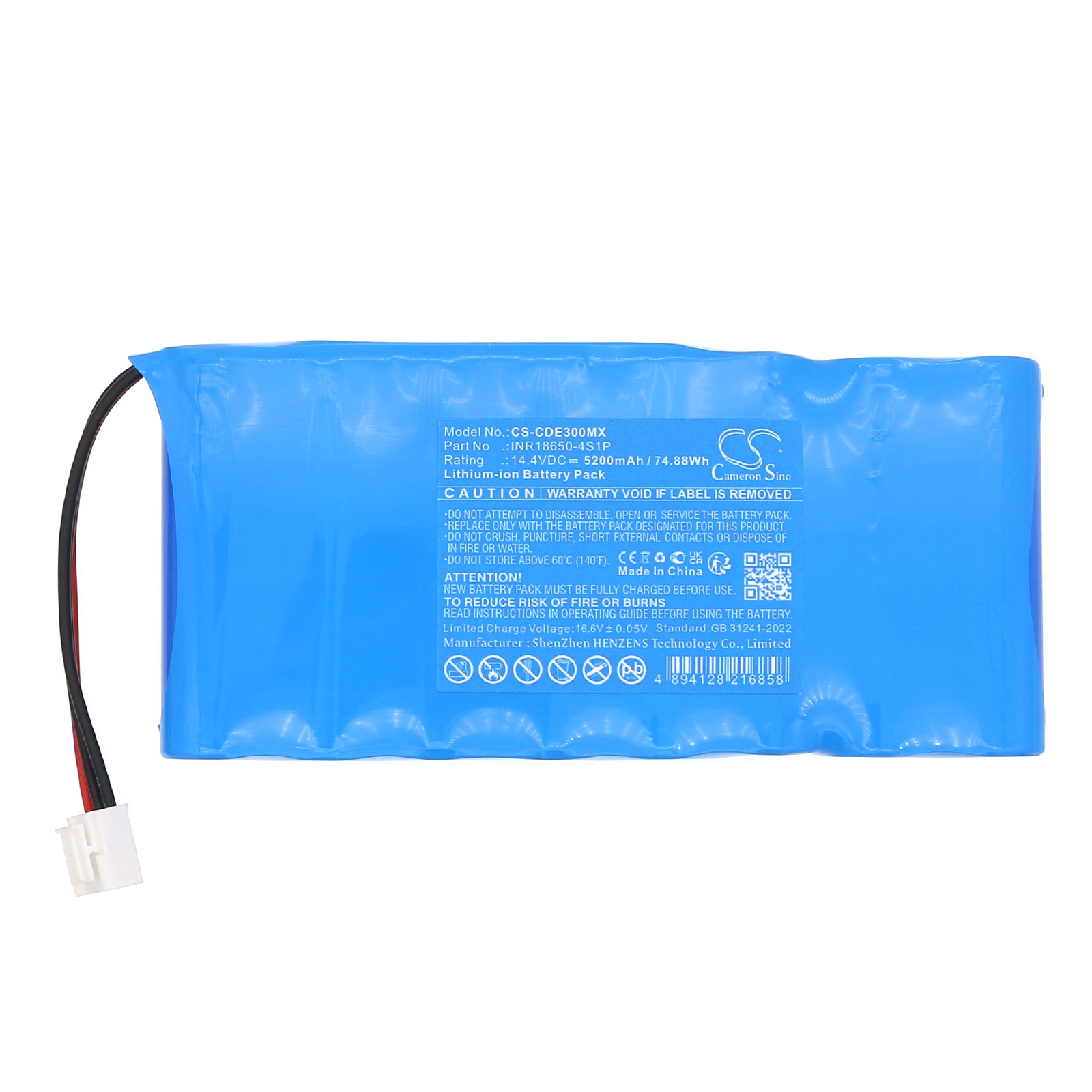 14.4V, Li-ion, 5200mAh, Battery fits Cardio E3, 74.88Wh Medical Cameron Sino Technology Limited