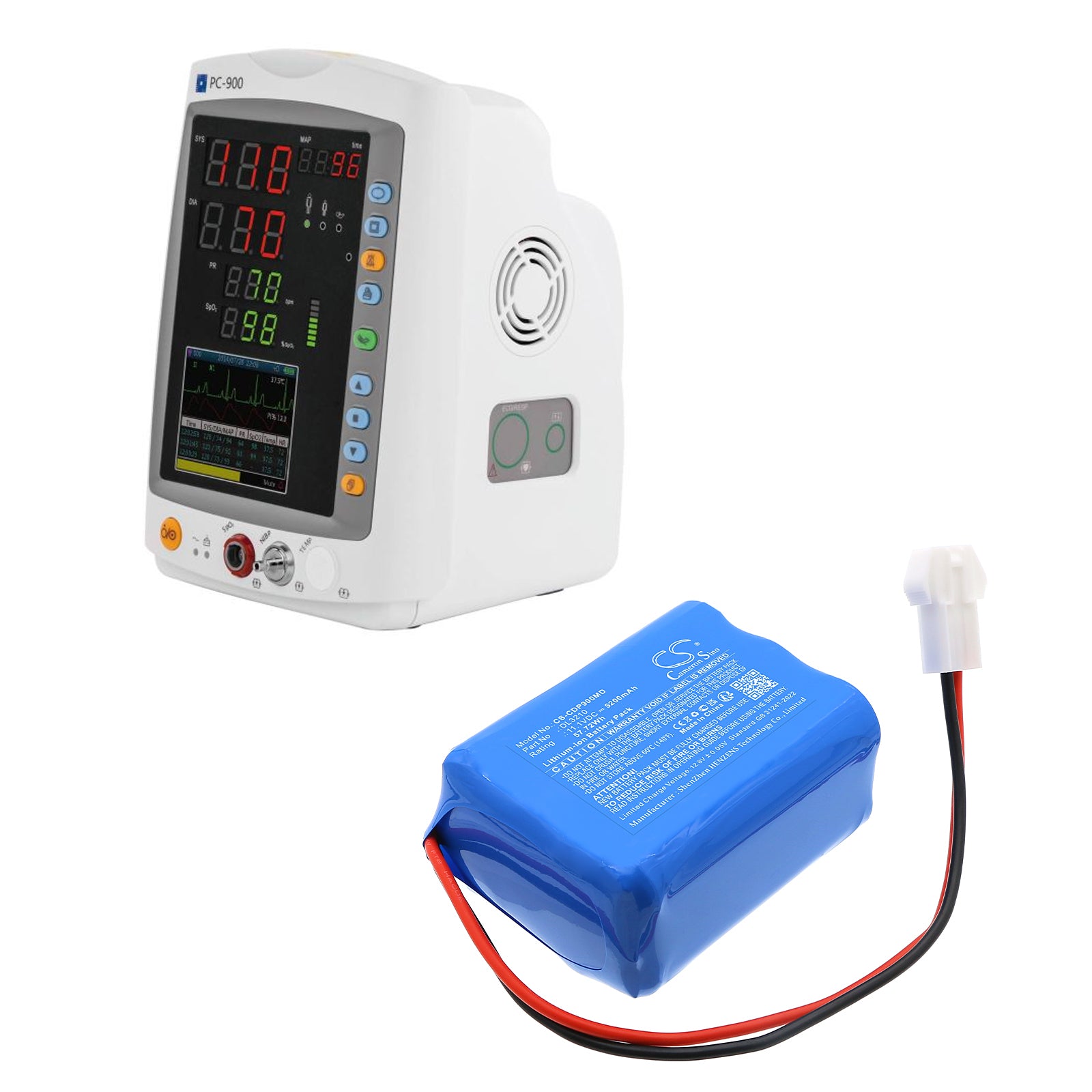 11.1V, Li-ion, 5200mAh, Battery fits Creative PC-900 Pro, UP-7000, 57.72Wh Medical Cameron Sino Technology Limited