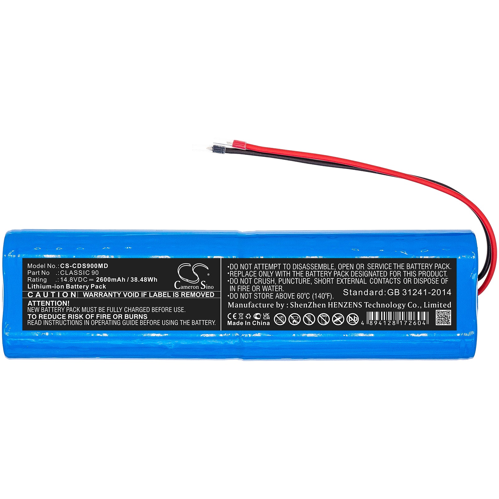 Li-ion, Medical Battery fits Creative Classic 90, 14.8V, 2600mAh Medical Cameron Sino Technology Limited