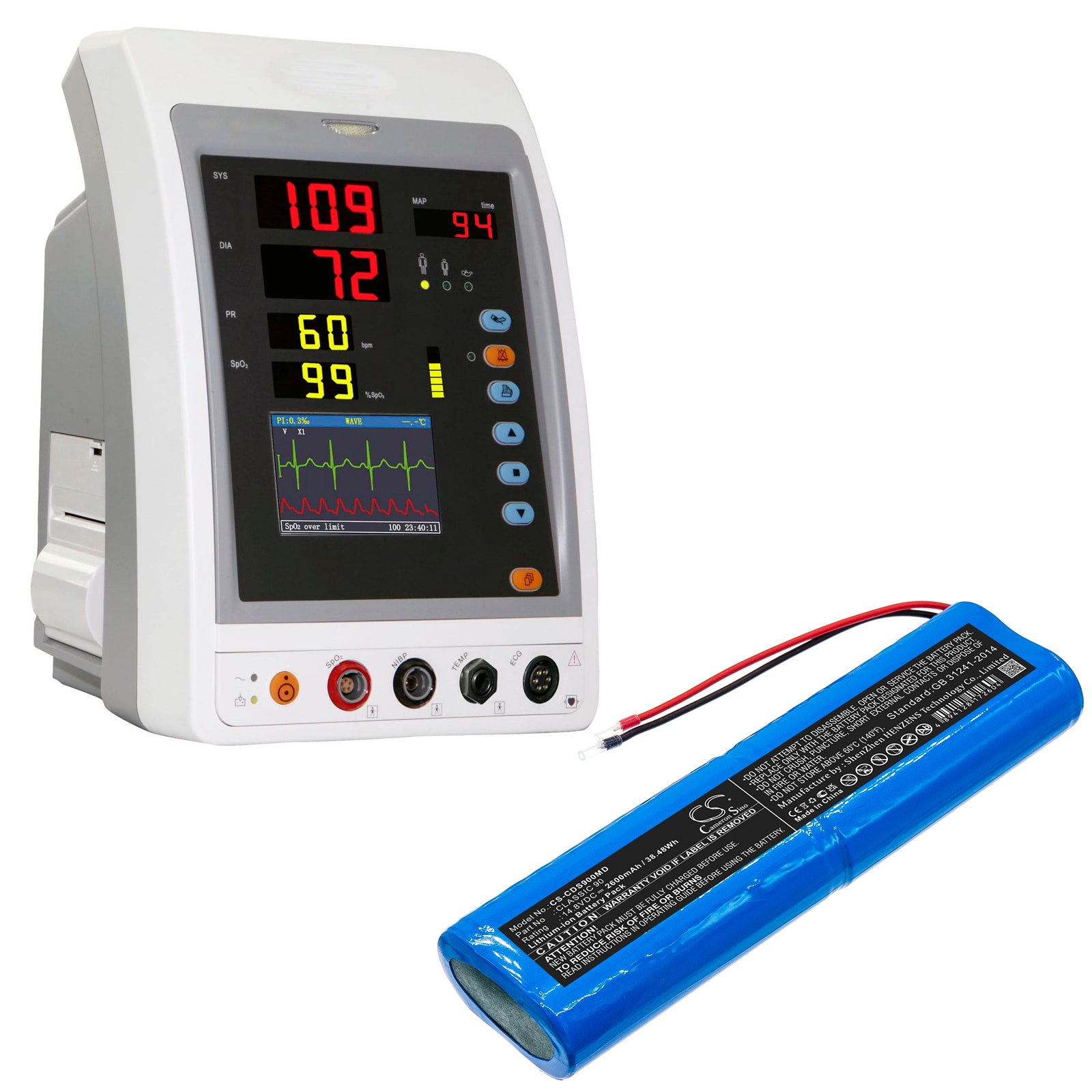Li-ion, Medical Battery fits Creative Classic 90, 14.8V, 2600mAh Medical Cameron Sino Technology Limited