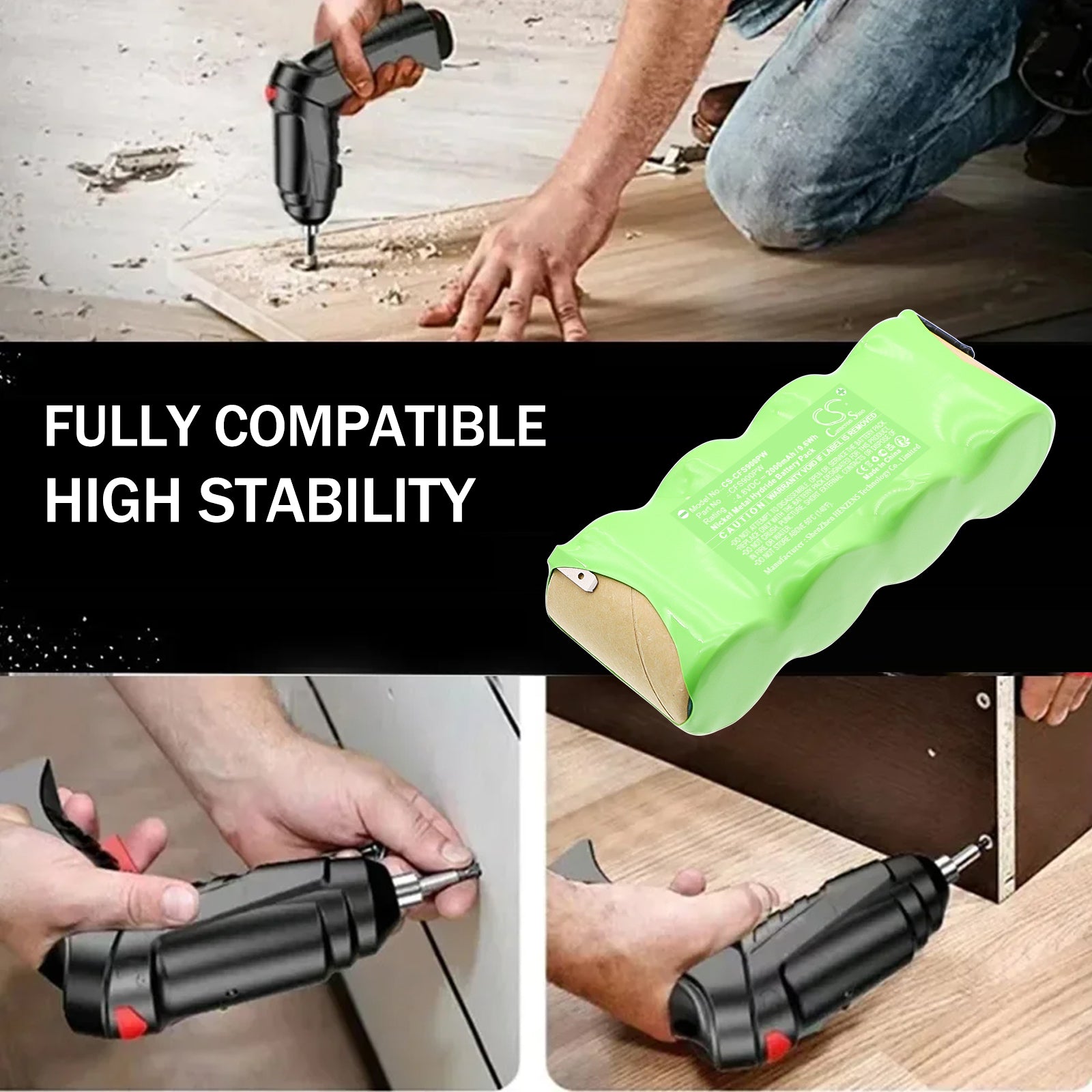 4.8V, Ni-MH, 2000mAh, Battery fits Craftsman 900.11458 cordless screw driver, 9.6Wh Power Tools Cameron Sino Technology Limited