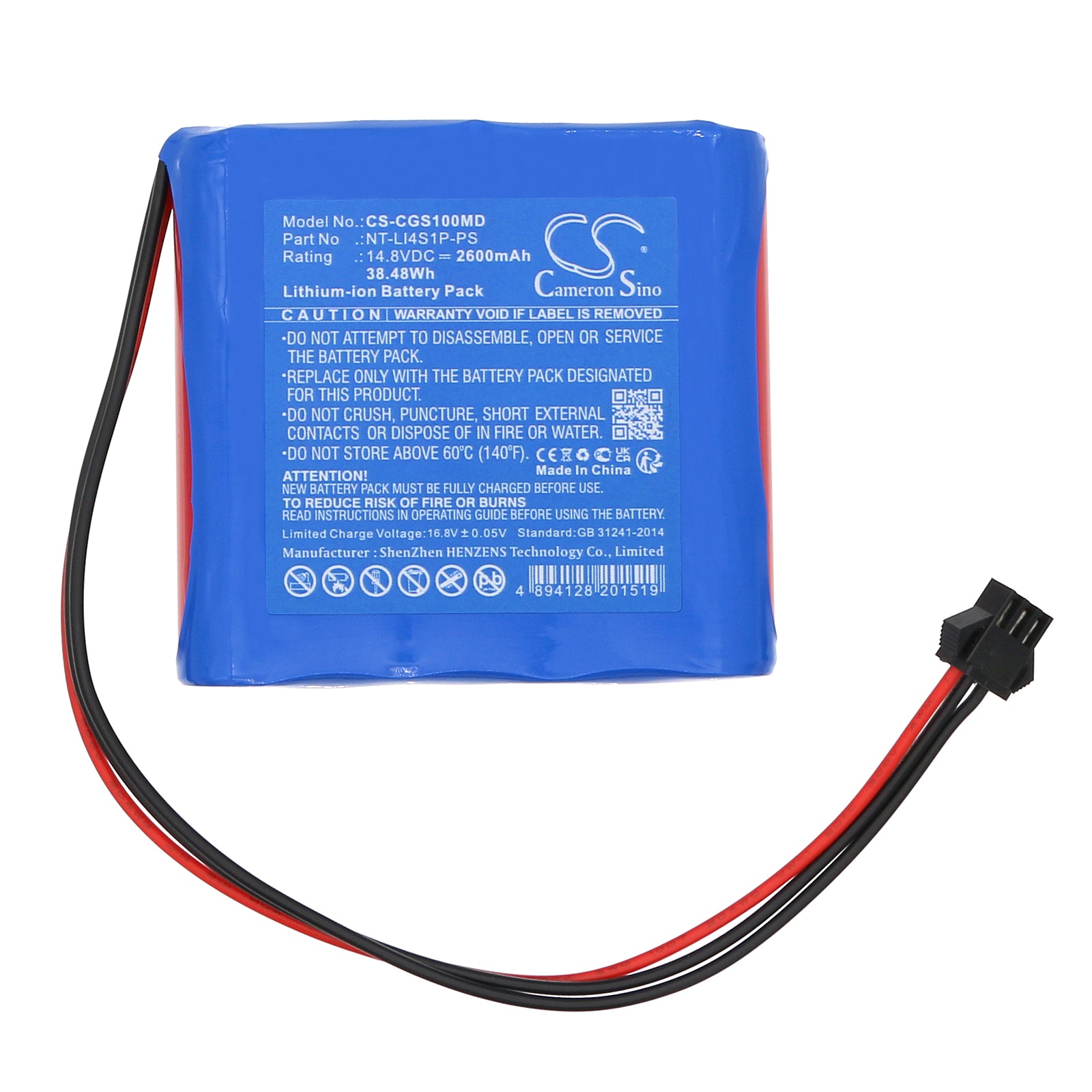 Li-ion, Medical Battery fits Comen Progetti Pgs10, Taurus E, 14.8V, 2600mAh Medical Cameron Sino Technology Limited