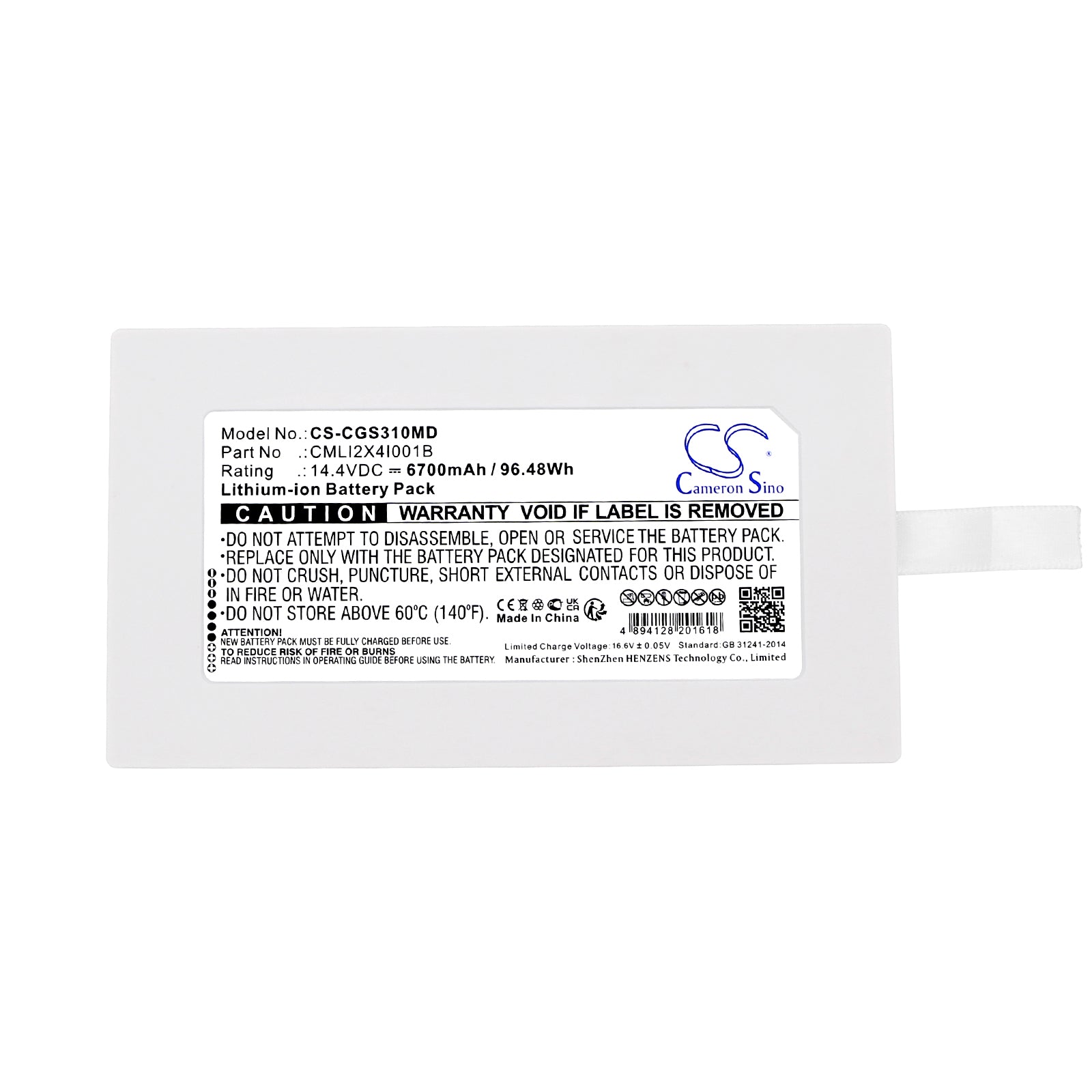 Li-ion, Medical Battery fits Comen V3, V3a, 14.4V, 6700mAh Medical Cameron Sino Technology Limited