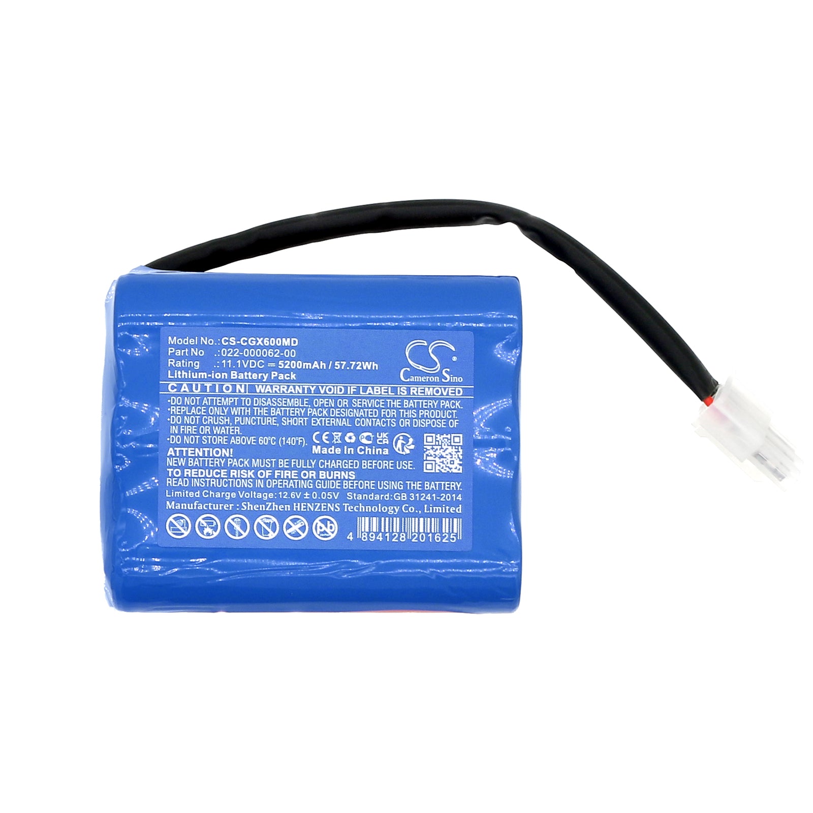 Li-ion, Medical Battery fits Comen Ax-600, 11.1V, 5200mAh Medical Cameron Sino Technology Limited