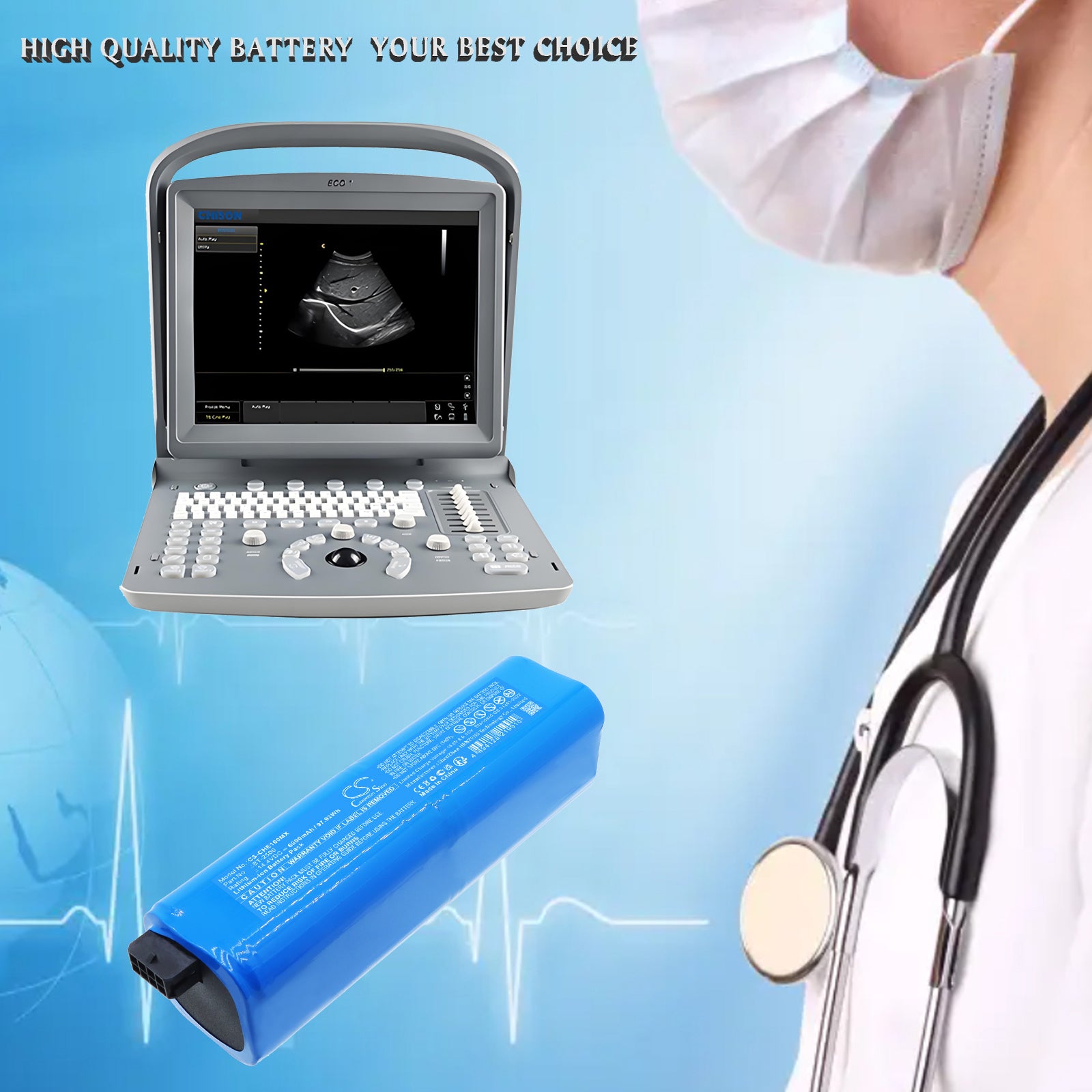 14.4V, Li-ion, 6800mAh, Battery fits Chison ECO 1, ECO 1 Portable Ultrasound, 97.92Wh Medical Cameron Sino Technology Limited