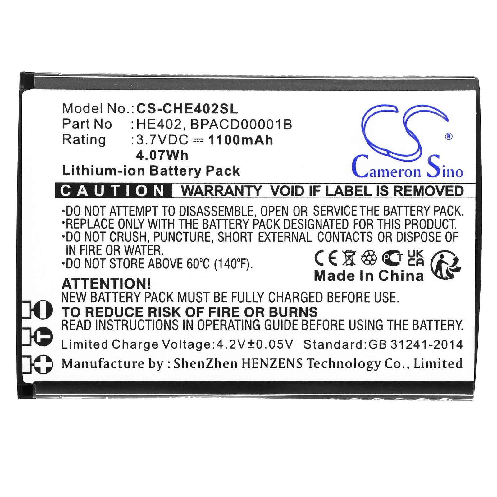 Li-ion, Mobile, SmartPhone Battery fits Cingular Attea211101, Flex, 3.7V, 1100mAh Mobile, SmartPhone Cameron Sino Technology Limited