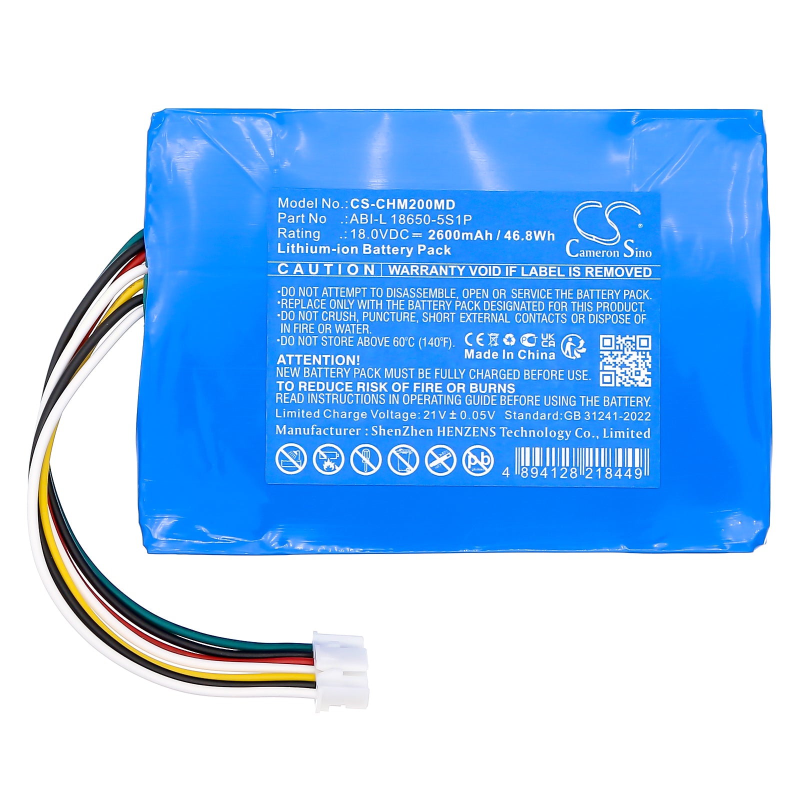 18V, Li-ion, 2600mAh, Battery fits Chattanooga Intelect Legend 2 Ultrasound, Intelect Mobile 2 Combo, 46.8Wh Medical Cameron Sino Technology Limited