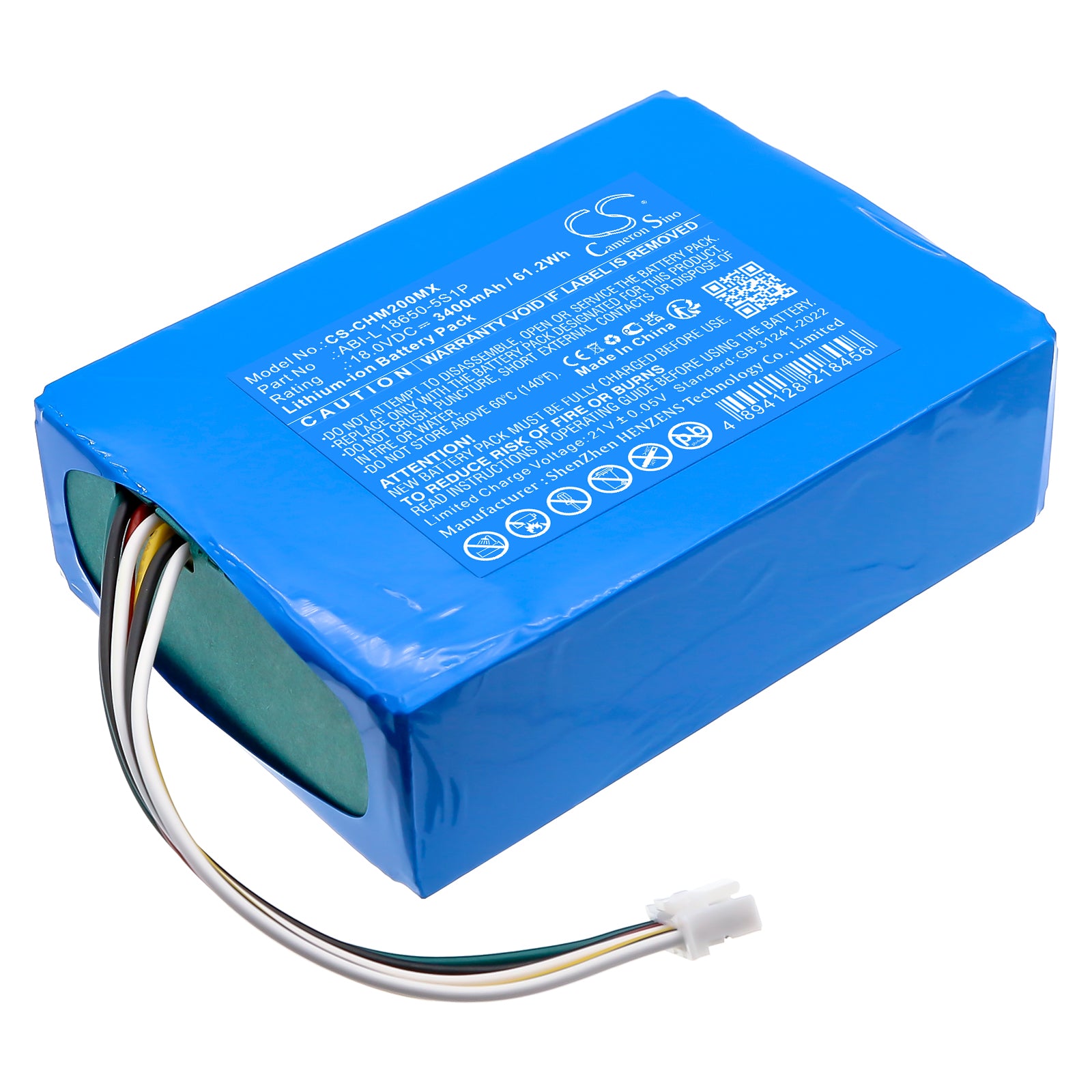 18V, Li-ion, 3400mAh, Battery fits Chattanooga Intelect Legend 2 Ultrasound, Intelect Mobile 2 Combo, 61.2Wh Medical Cameron Sino Technology Limited