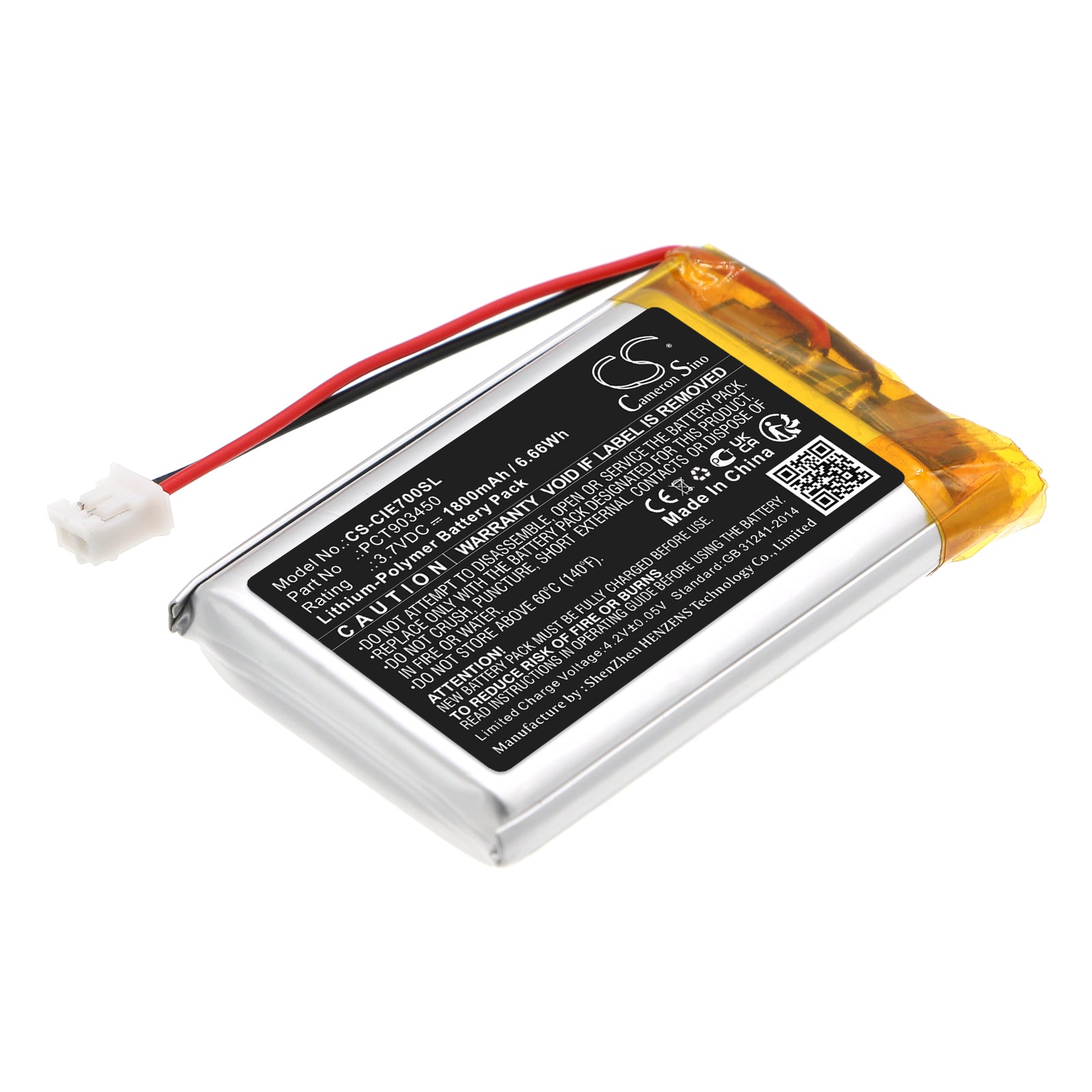 Li-Polymer, Wireless Headset Battery fits Coinsound E7, E7 Pro, 3.7V, 1800mAh CS-CIE700SL Wireless Headset Cameron Sino Technology Limited