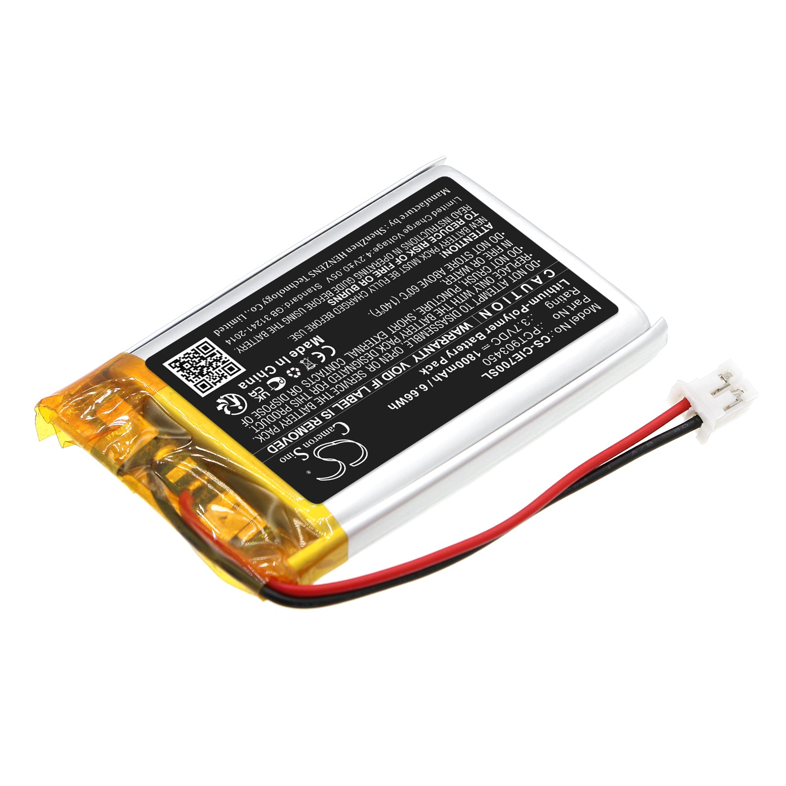 Li-Polymer, Wireless Headset Battery fits Coinsound E7, E7 Pro, 3.7V, 1800mAh CS-CIE700SL Wireless Headset Cameron Sino Technology Limited