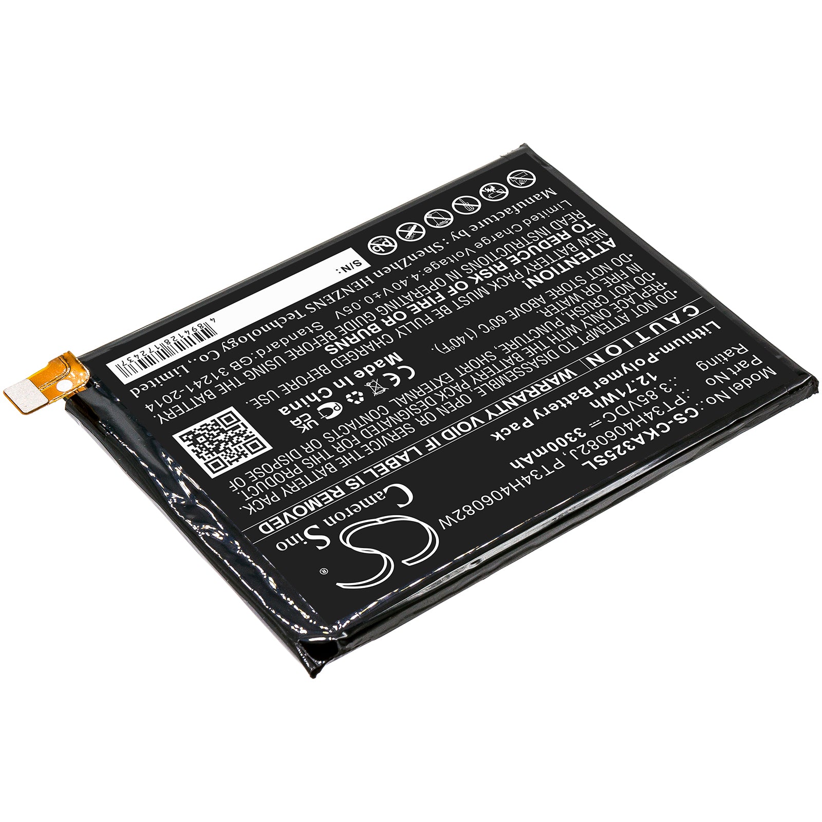 Li-Polymer, Mobile, SmartPhone Battery fits Blu B140dl, View 3, 3.85V, 3300mAh Mobile, SmartPhone Cameron Sino Technology Limited