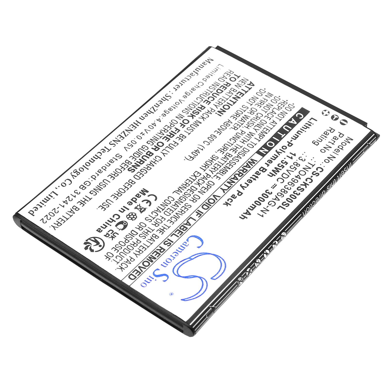 3.85V, Li-Polymer, 3000mAh, Battery fits Cricket Debut S3, U572AC, 11.55Wh Mobile, SmartPhone Cameron Sino Technology Limited