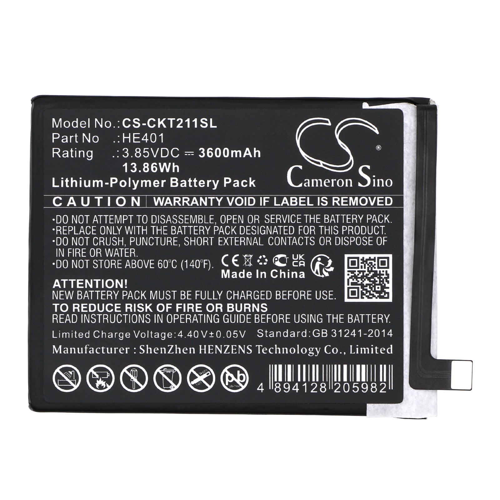 Li-Polymer, Mobile, SmartPhone Battery fits Cricket Ec211002, Ec211003, 3.85V, 3600mAh Mobile, SmartPhone Cameron Sino Technology Limited