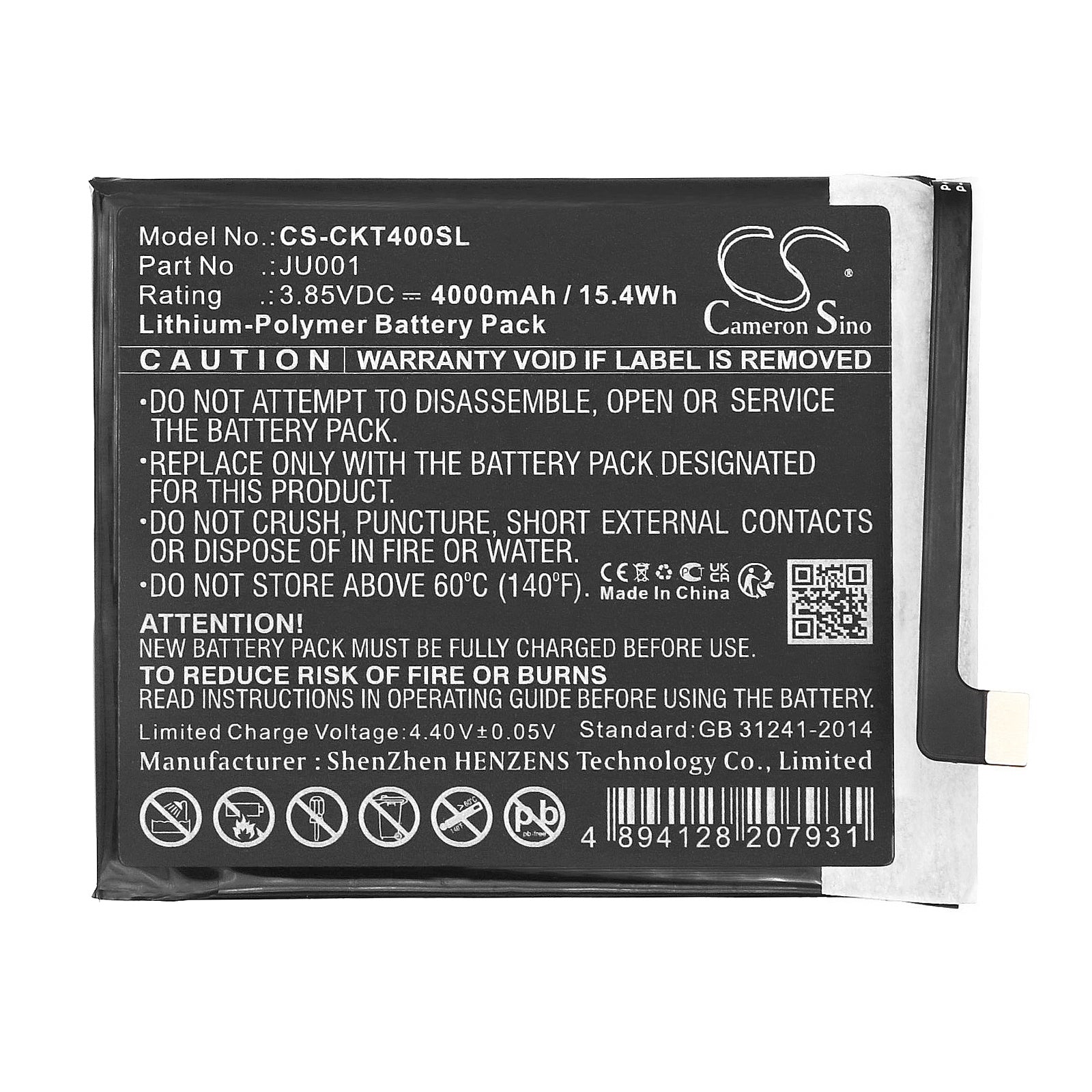 Li-Polymer, Mobile, SmartPhone Battery fits Cricket Icon 4, Wtckt01, 3.85V, 4000mAh Mobile, SmartPhone Cameron Sino Technology Limited