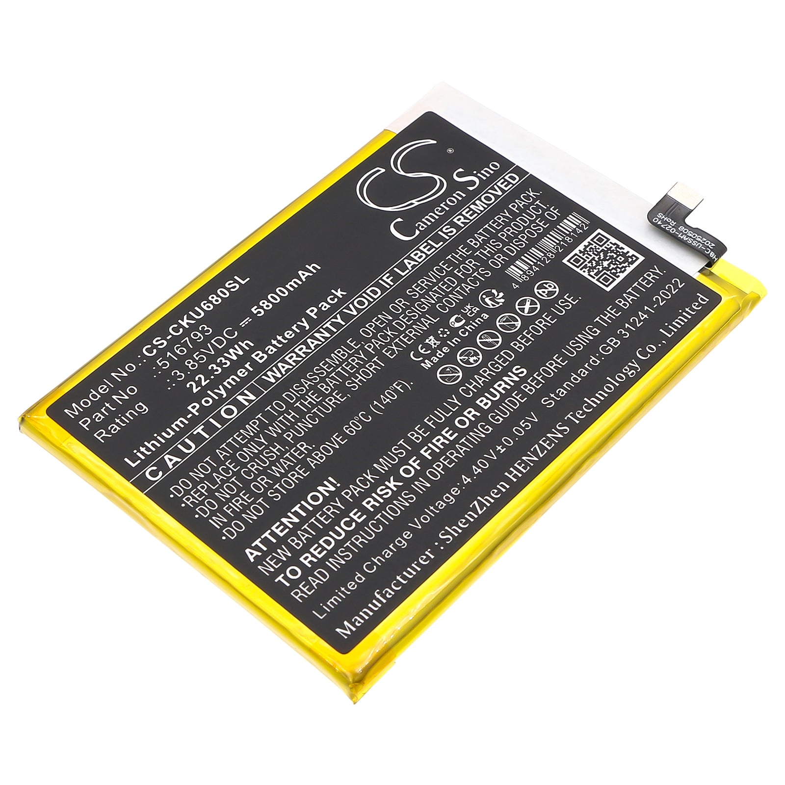 3.85V, Li-Polymer, 5800mAh, Battery fits Cricket Outlast, U680AC, 22.33Wh Mobile, SmartPhone Cameron Sino Technology Limited