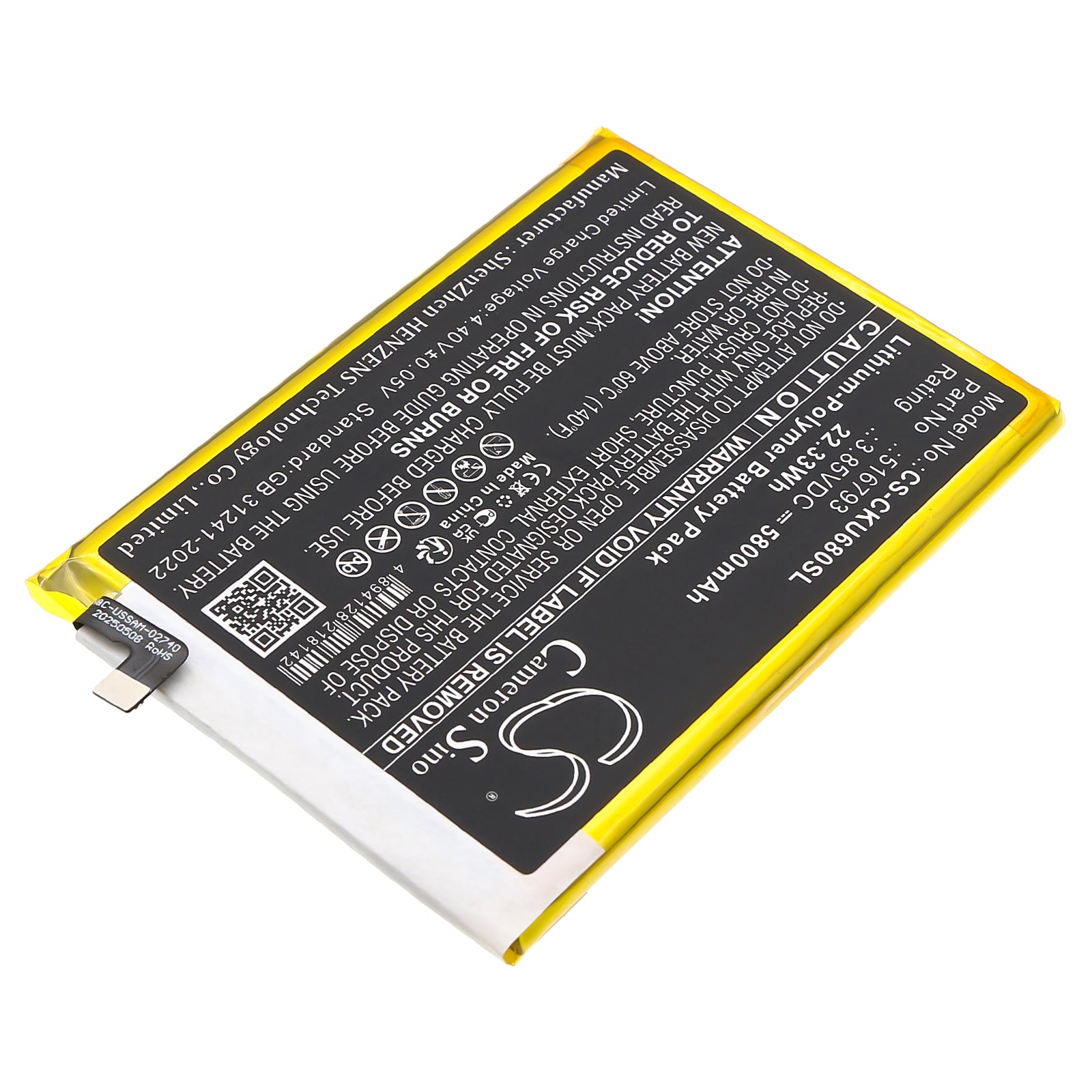 3.85V, Li-Polymer, 5800mAh, Battery fits Cricket Outlast, U680AC, 22.33Wh Mobile, SmartPhone Cameron Sino Technology Limited