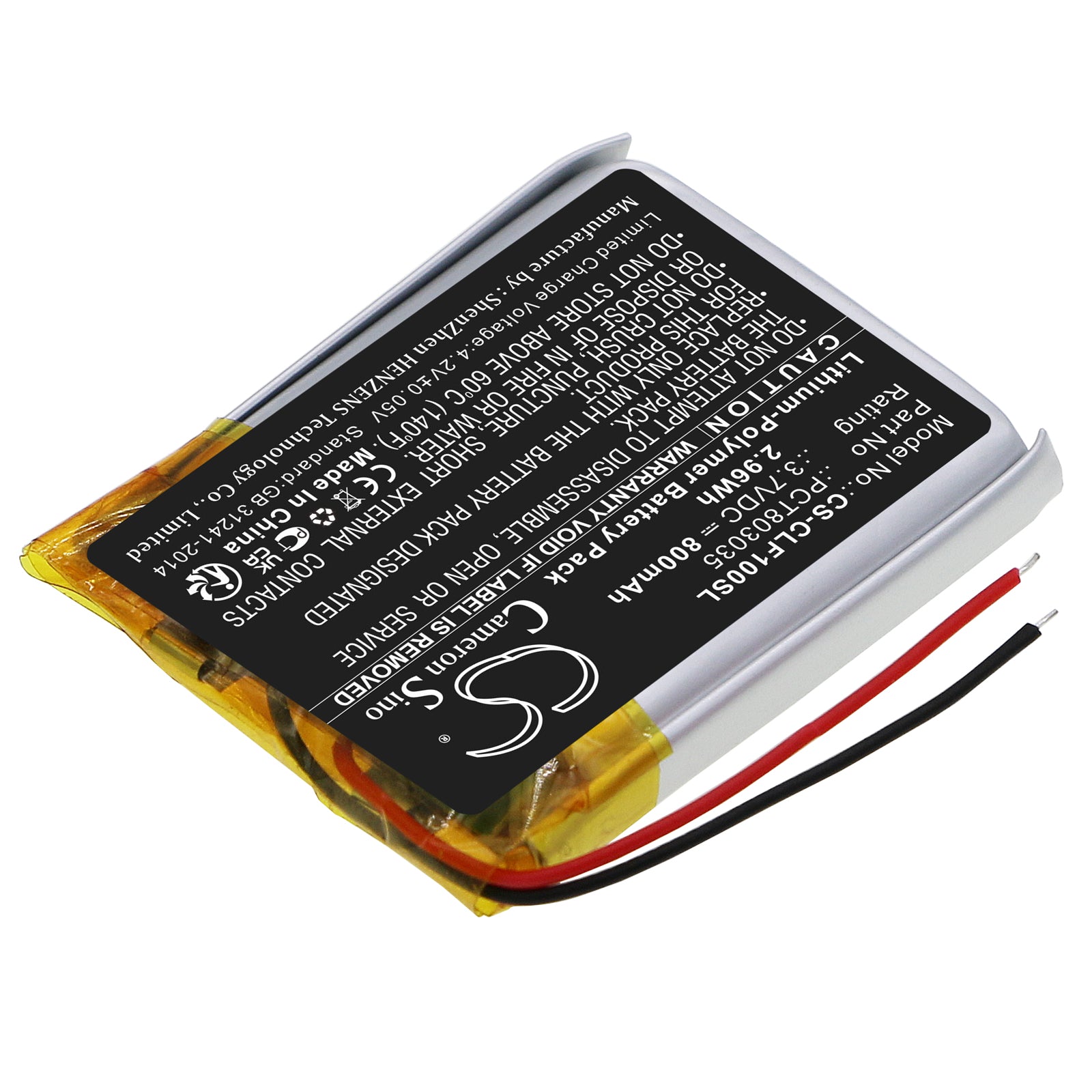 Li-Polymer, Wireless Headset Battery fits Cleer Enduro Anc, Flow, 3.7V, 800mAh Wireless Headset Cameron Sino Technology Limited