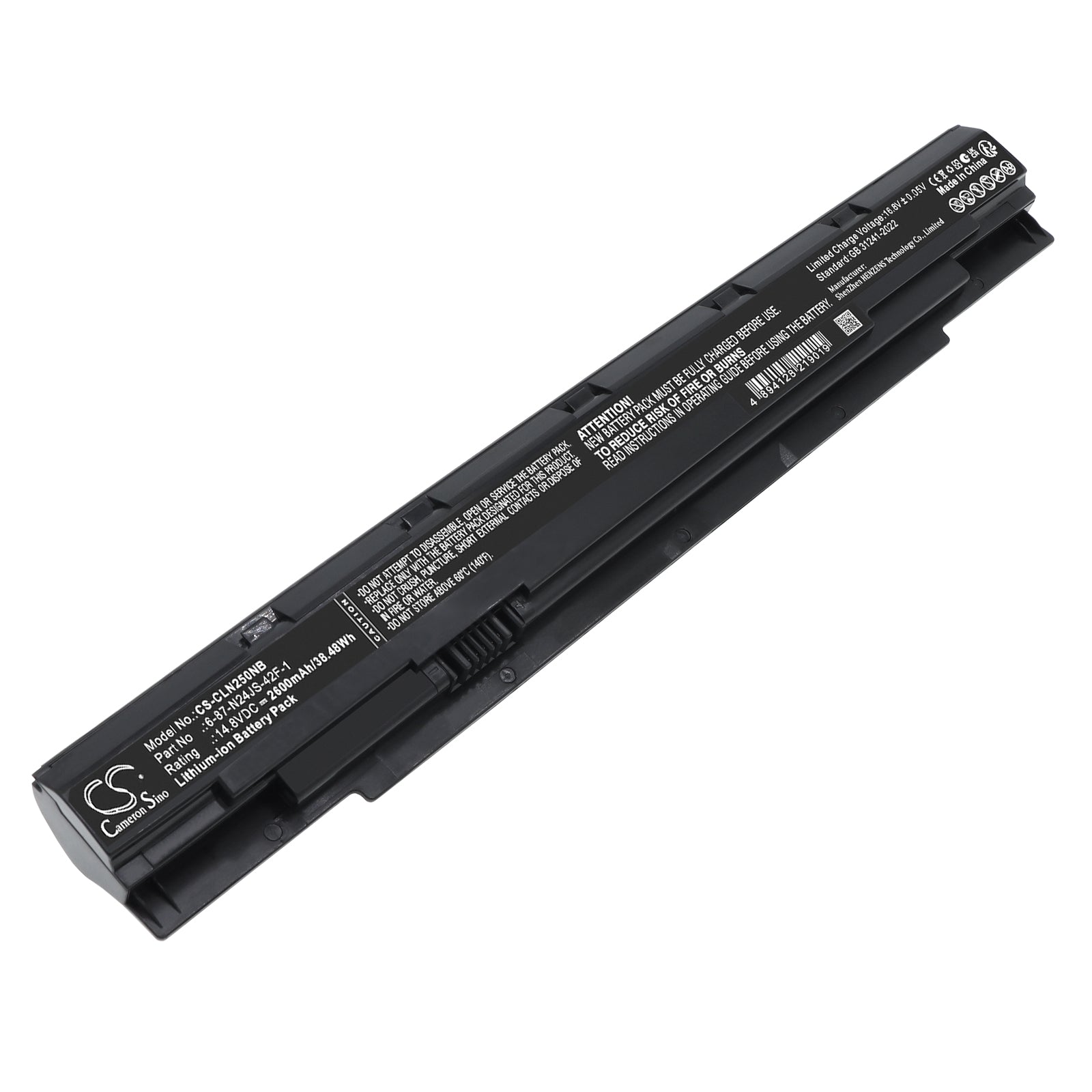 14.8V, Li-ion, 2600mAh, Battery fits Schenker S406, S406-HWD, 38.48Wh Notebook, Laptop Cameron Sino Technology Limited