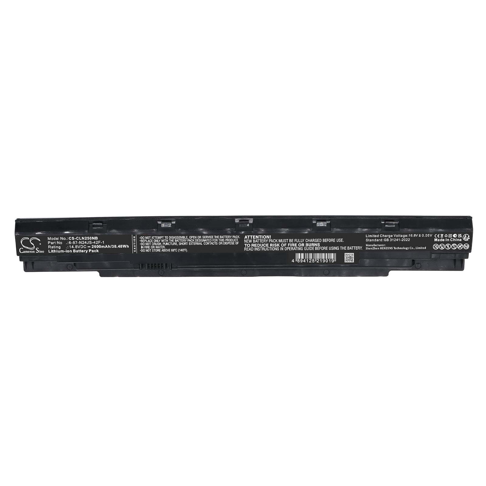 14.8V, Li-ion, 2600mAh, Battery fits Schenker S406, S406-HWD, 38.48Wh Notebook, Laptop Cameron Sino Technology Limited