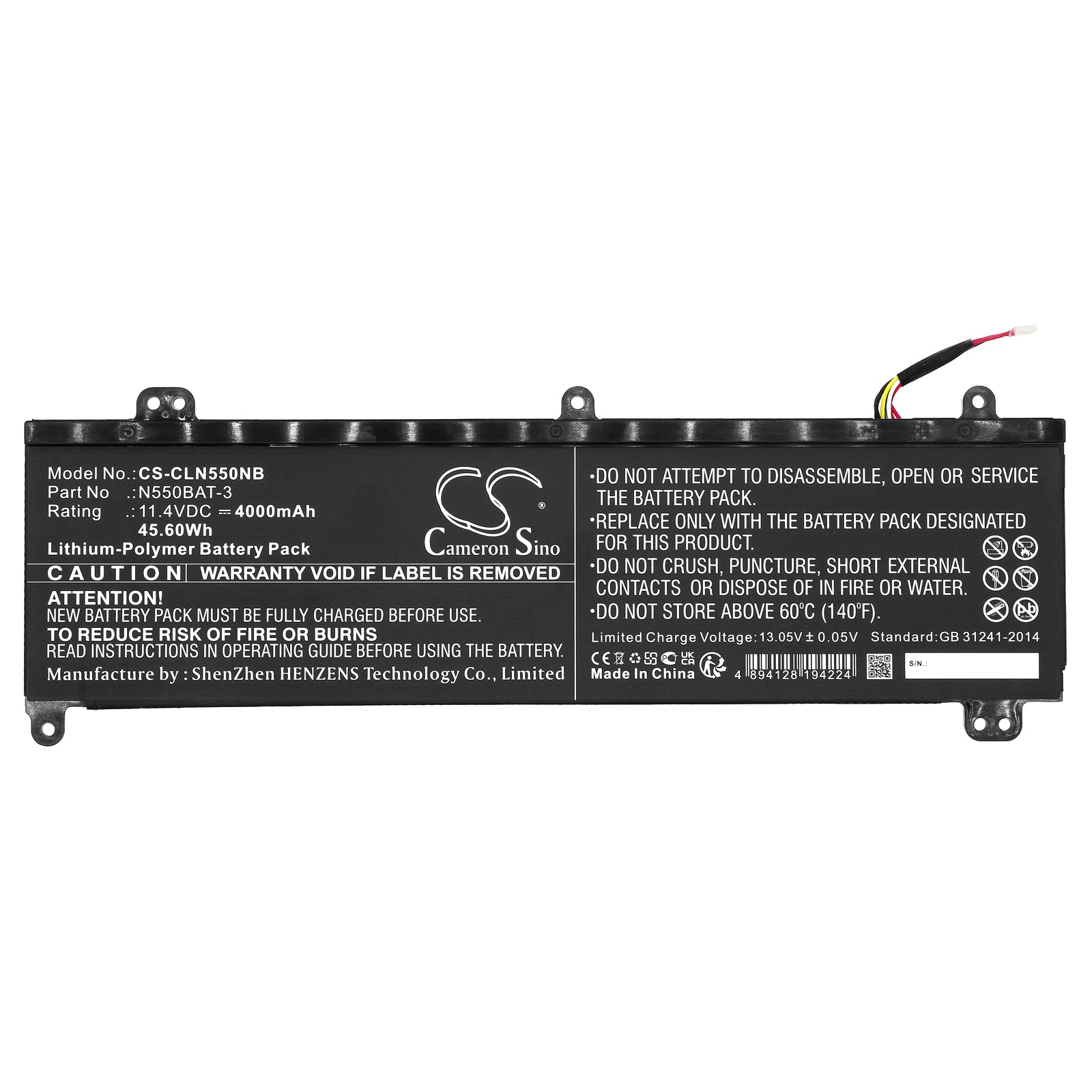 Li-Polymer, Notebook, Laptop Battery fits Clevo N550rn, N551rc, 11.4V, 4000mAh Notebook, Laptop Cameron Sino Technology Limited