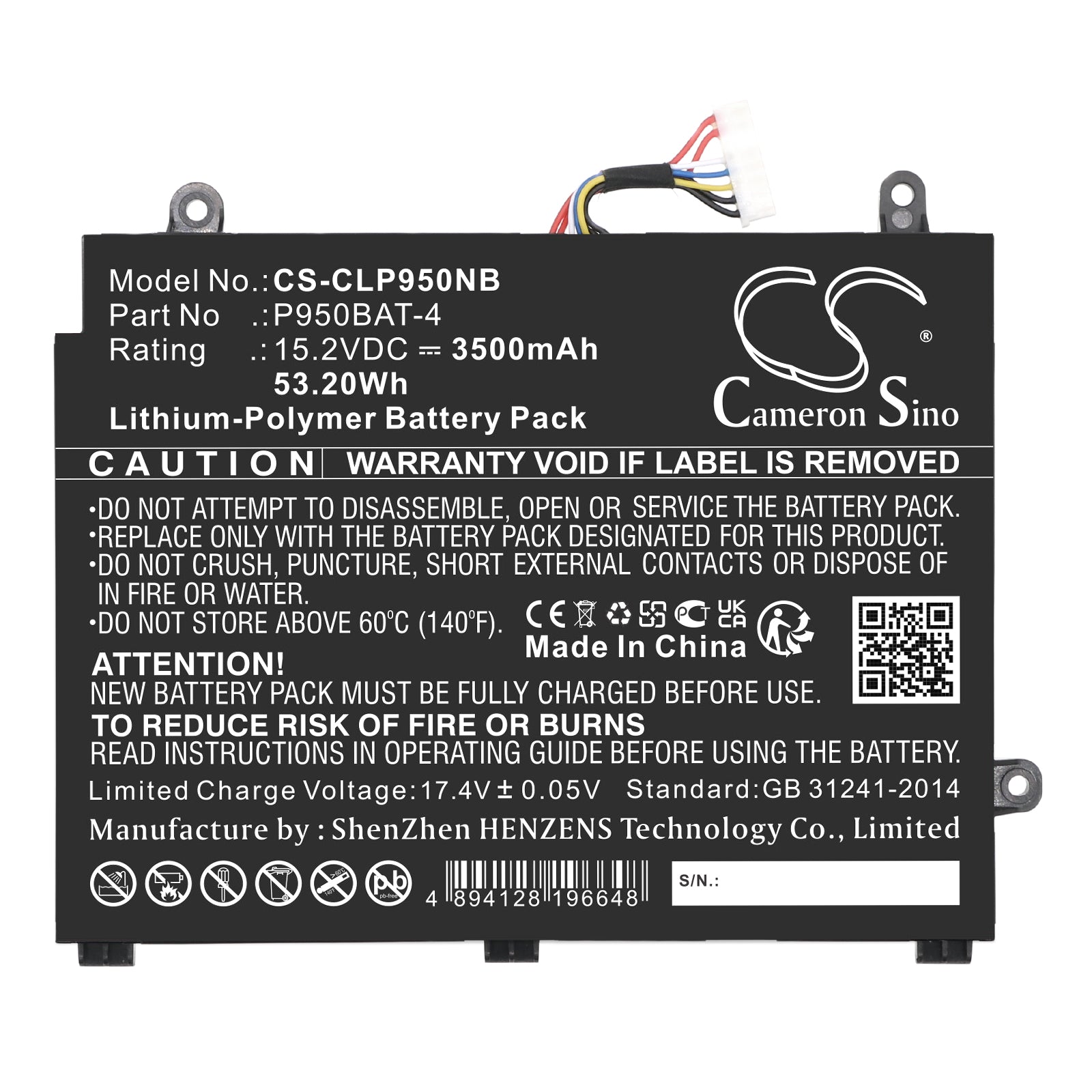 Li-Polymer, Notebook, Laptop Battery fits Hasee Kingbook T96e, Kingbook T97, 15.2V, 3500mAh Notebook, Laptop Cameron Sino Technology Limited