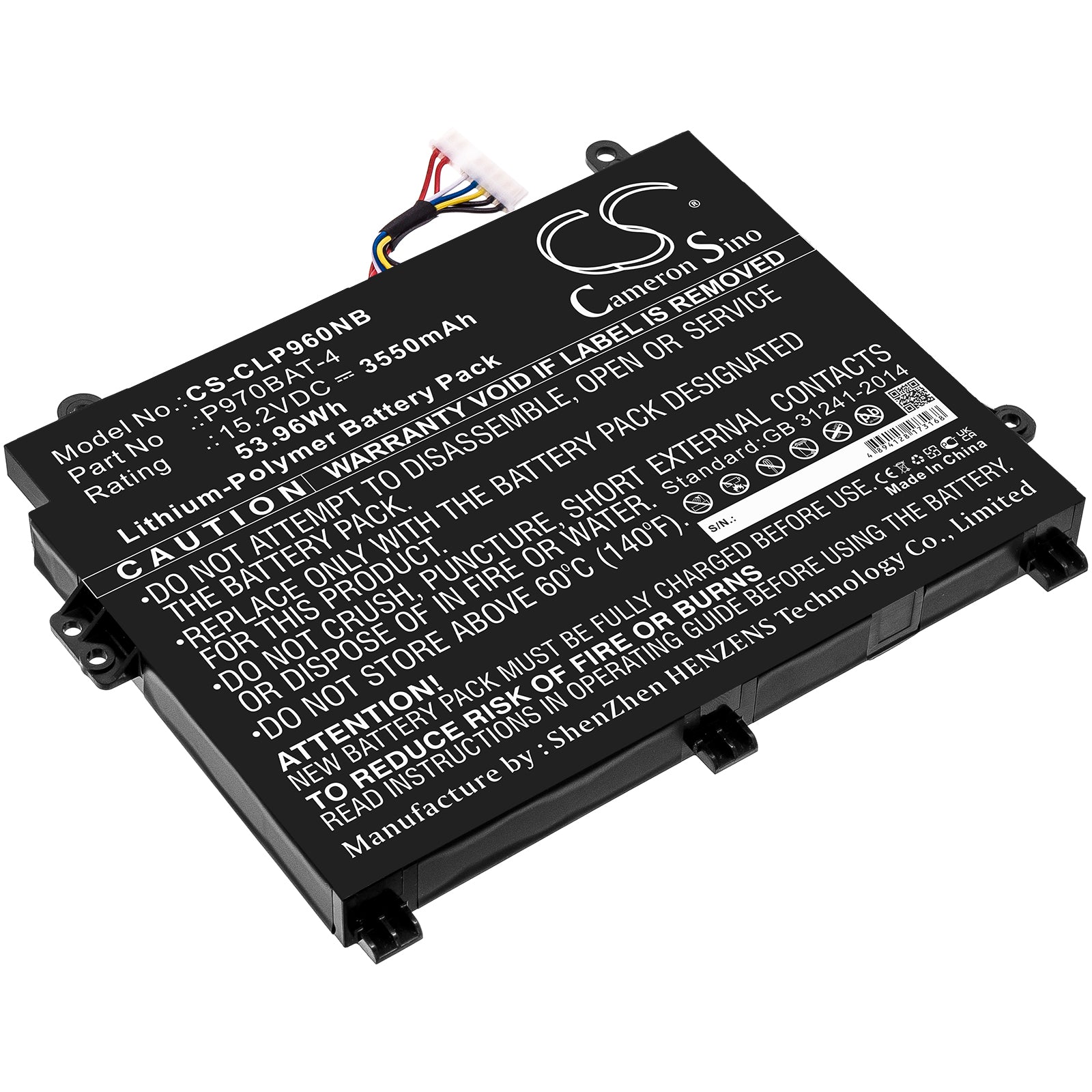 Li-Polymer, Notebook, Laptop Battery fits Sager Np2950(p955et1), Np2952(p955et3), 15.2V, 3550mAh Notebook, Laptop Cameron Sino Technology Limited